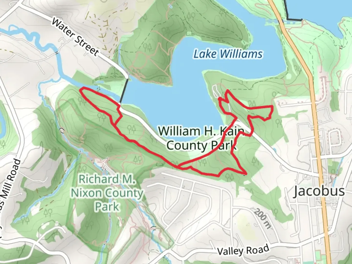 An image depicting the trail Williams H Kain County Park Loop Trail and its surrounding area.