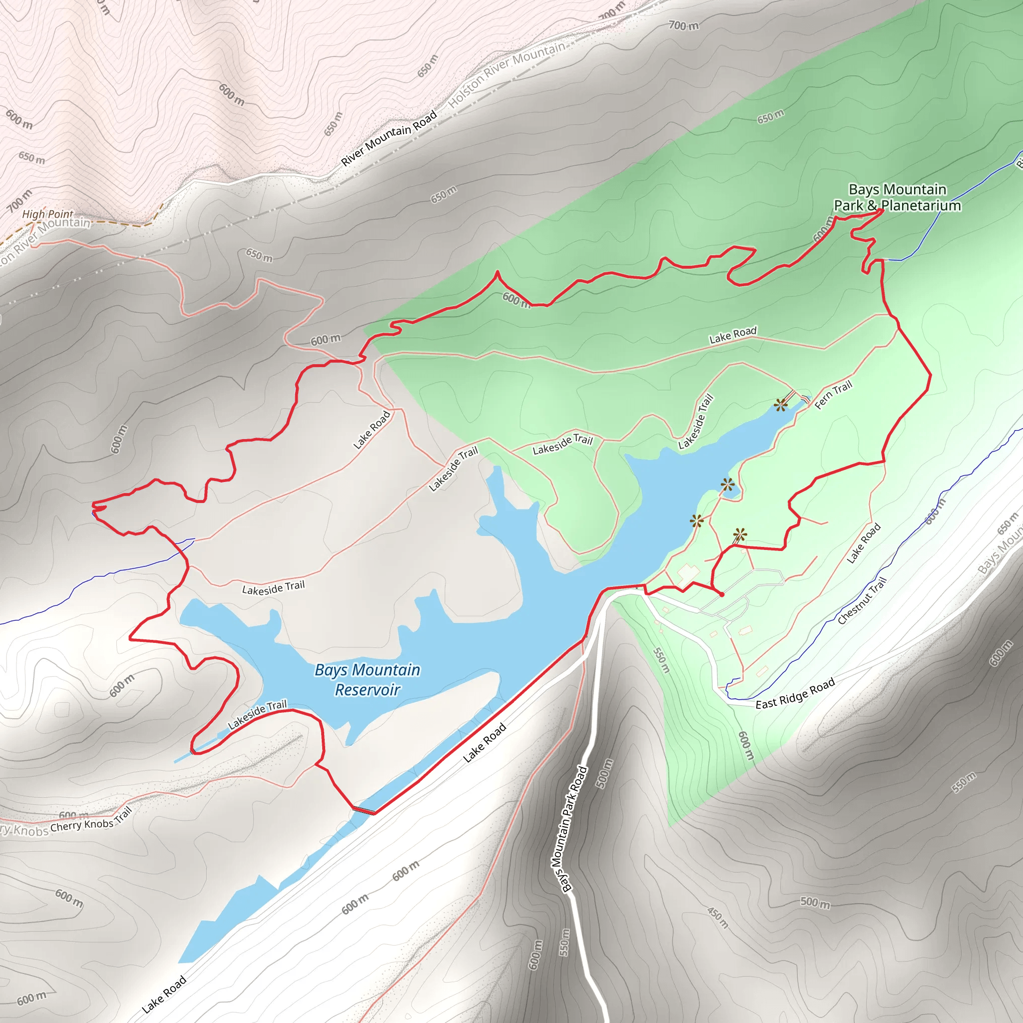Bays Mountain Reservoir Loop mobile static map