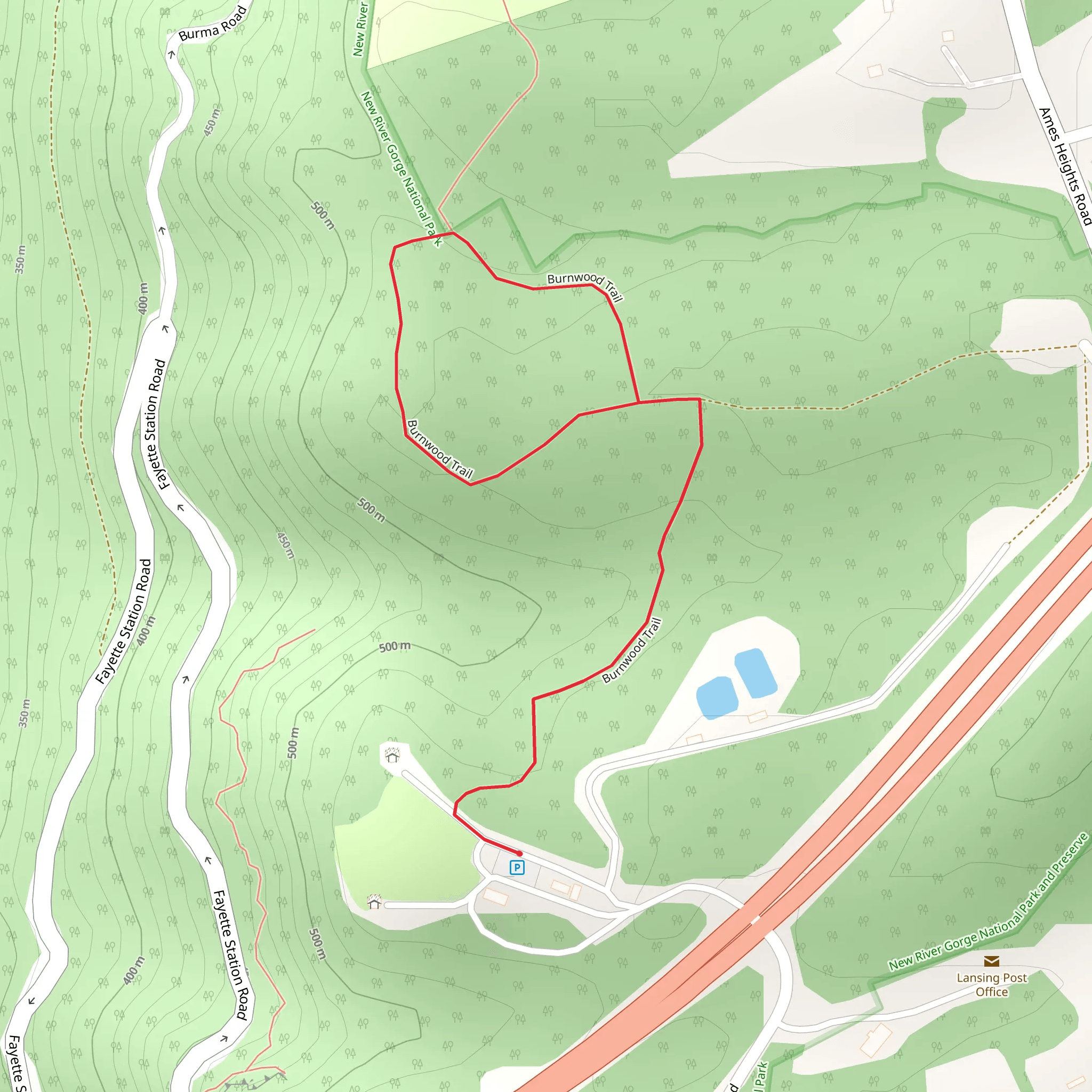 Burnwood Loop Trail mobile static map