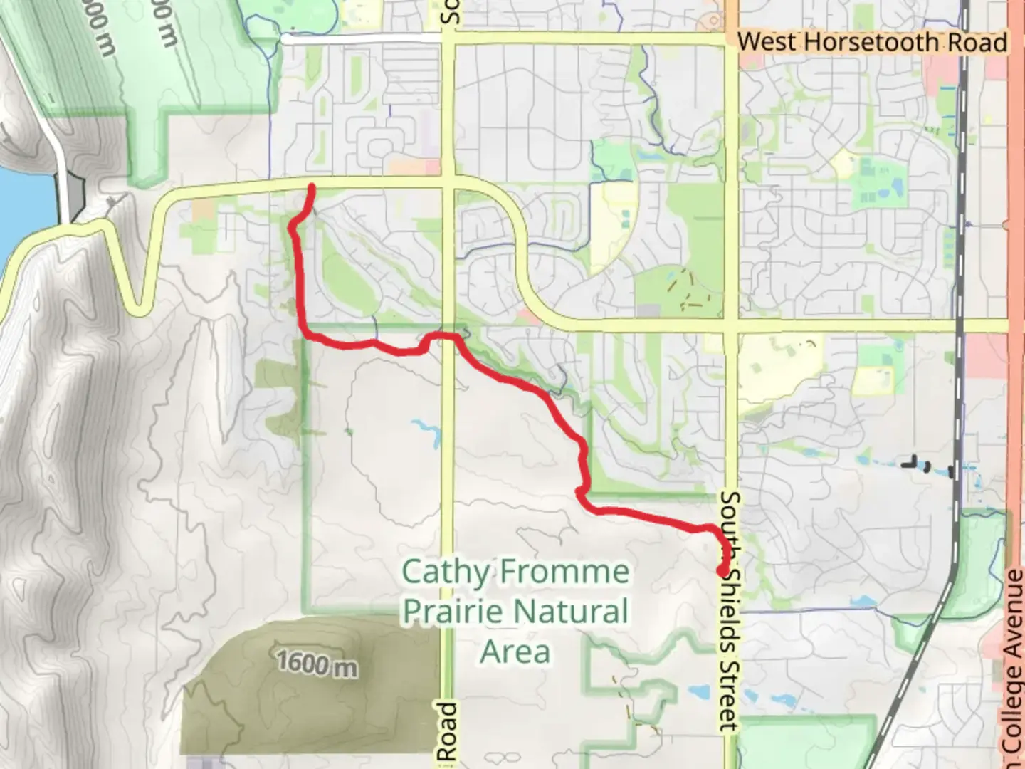 An image depicting the trail Fossil Creek Trail - South Shields Street and its surrounding area.