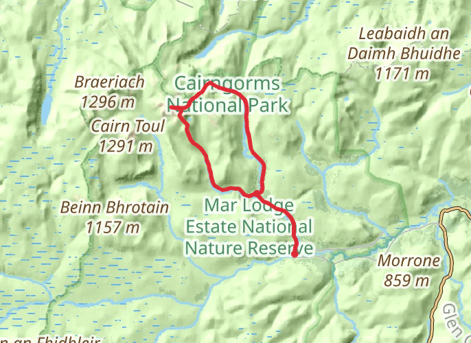 Ben macdui from Bob Scott's hut mobile static map