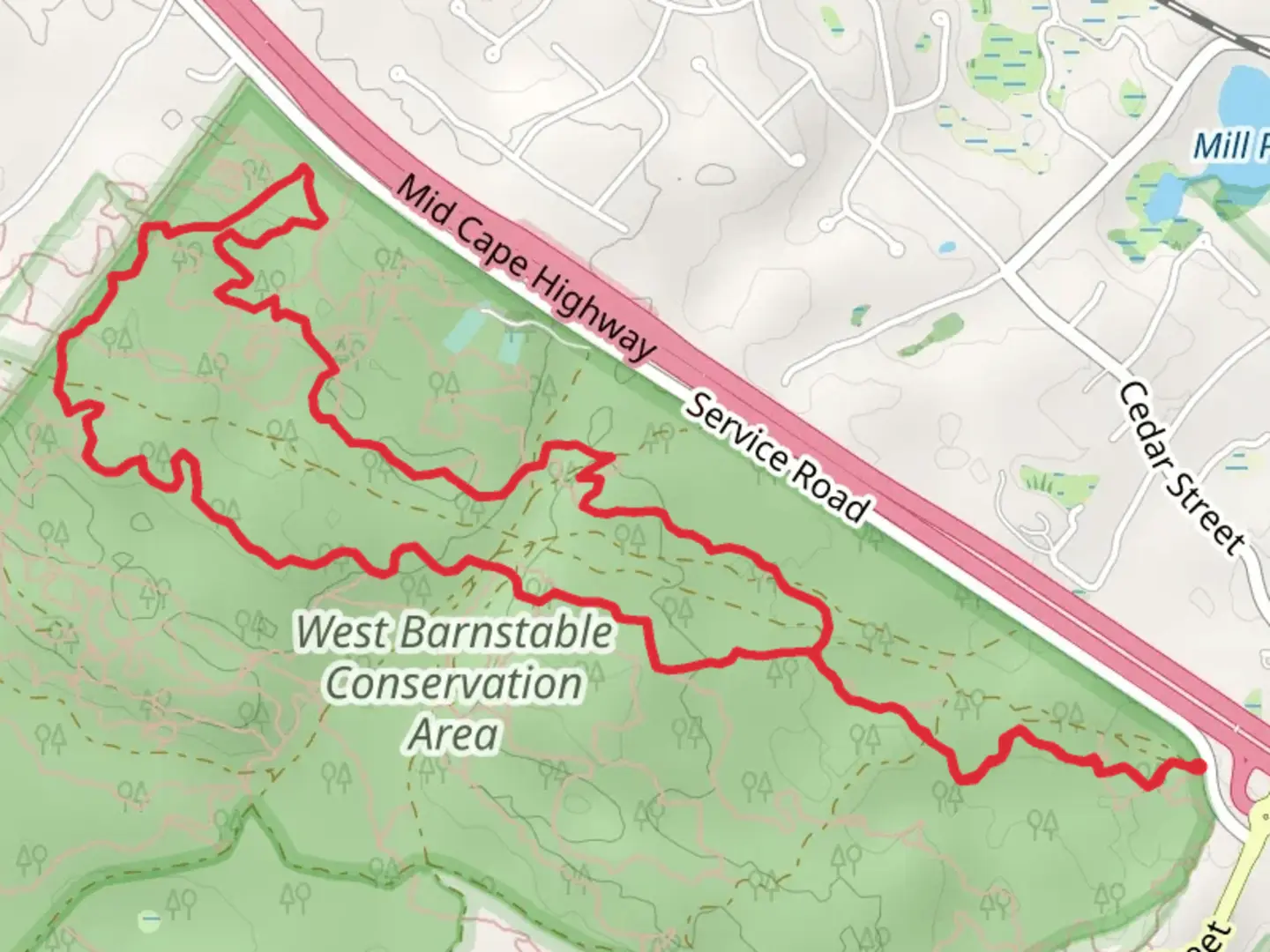 An image depicting the trail ToT North - Scott Rock Trail and Deer Run Loop and its surrounding area.