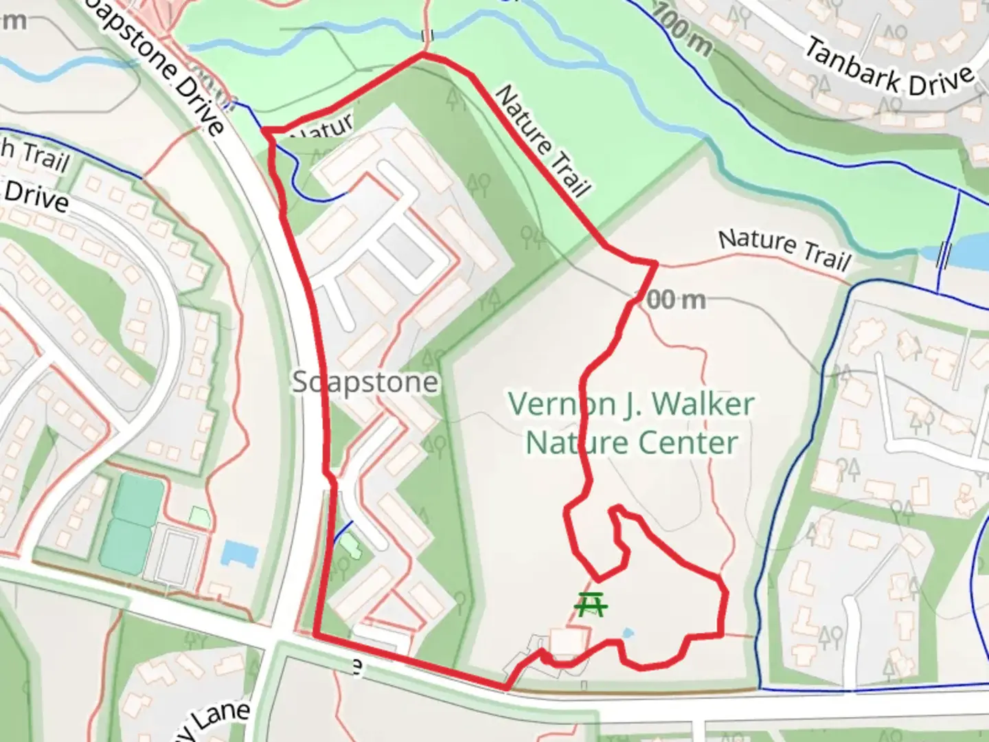 An image depicting the trail Nature Trail Loop from Glade Drive and its surrounding area.