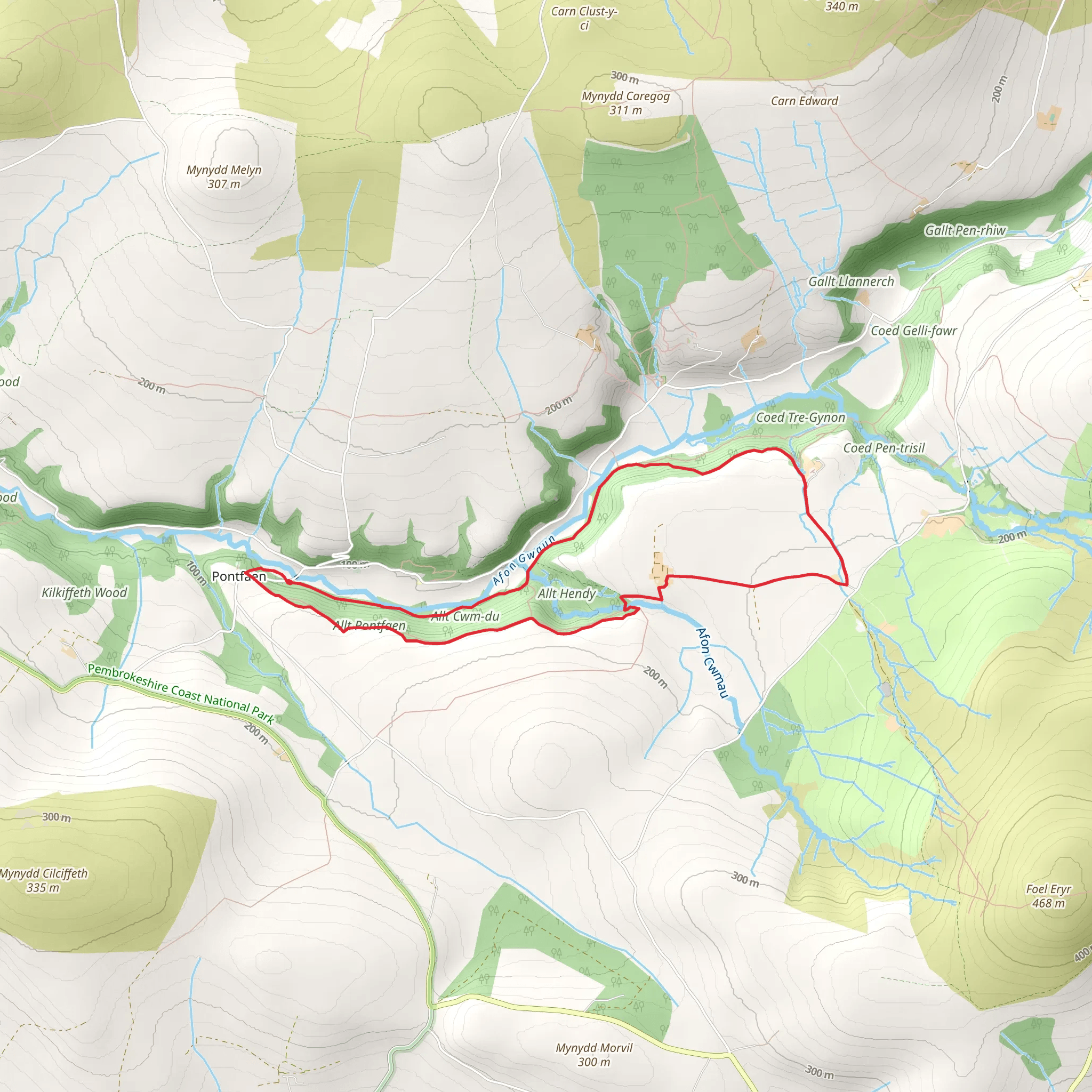 Pontfaen - Tregynon mobile static map