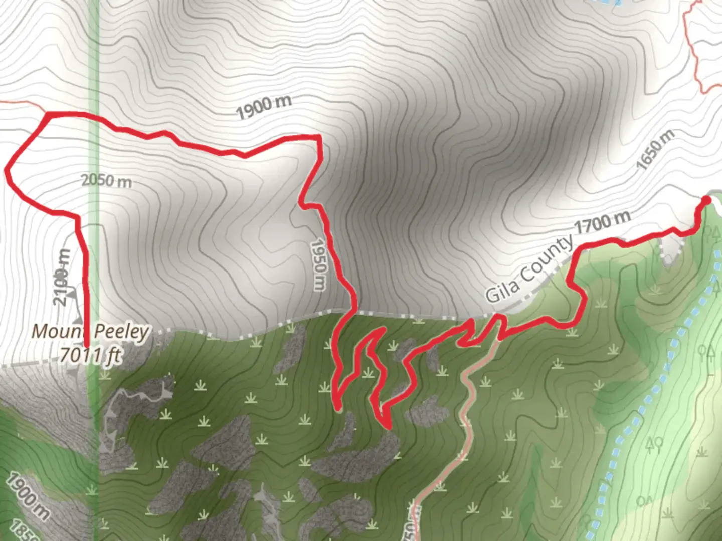 An image depicting the trail Mount Peeley via Mazatzal Divide Trail and its surrounding area.