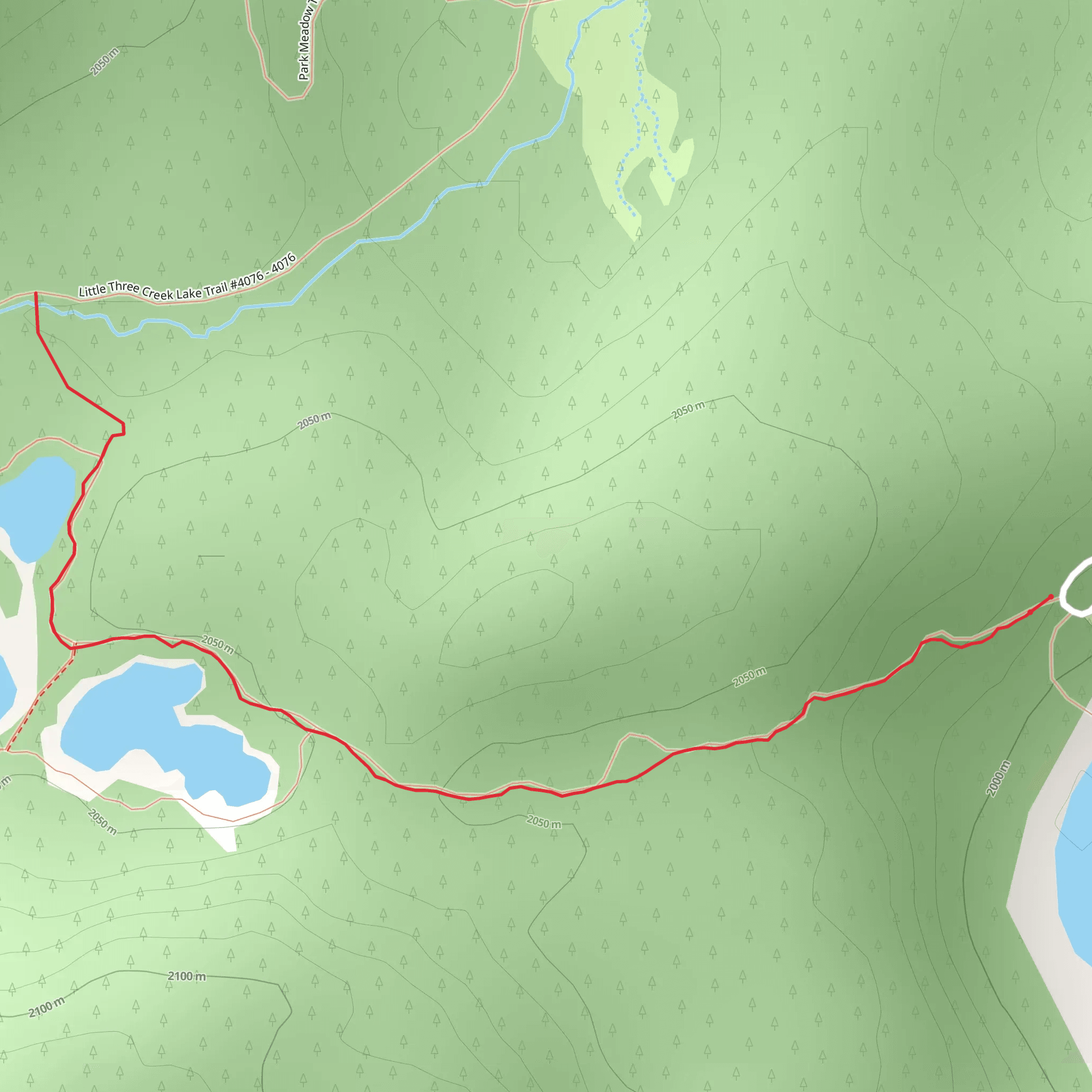 Little Three Creek Lake via Driftwood Trail mobile static map