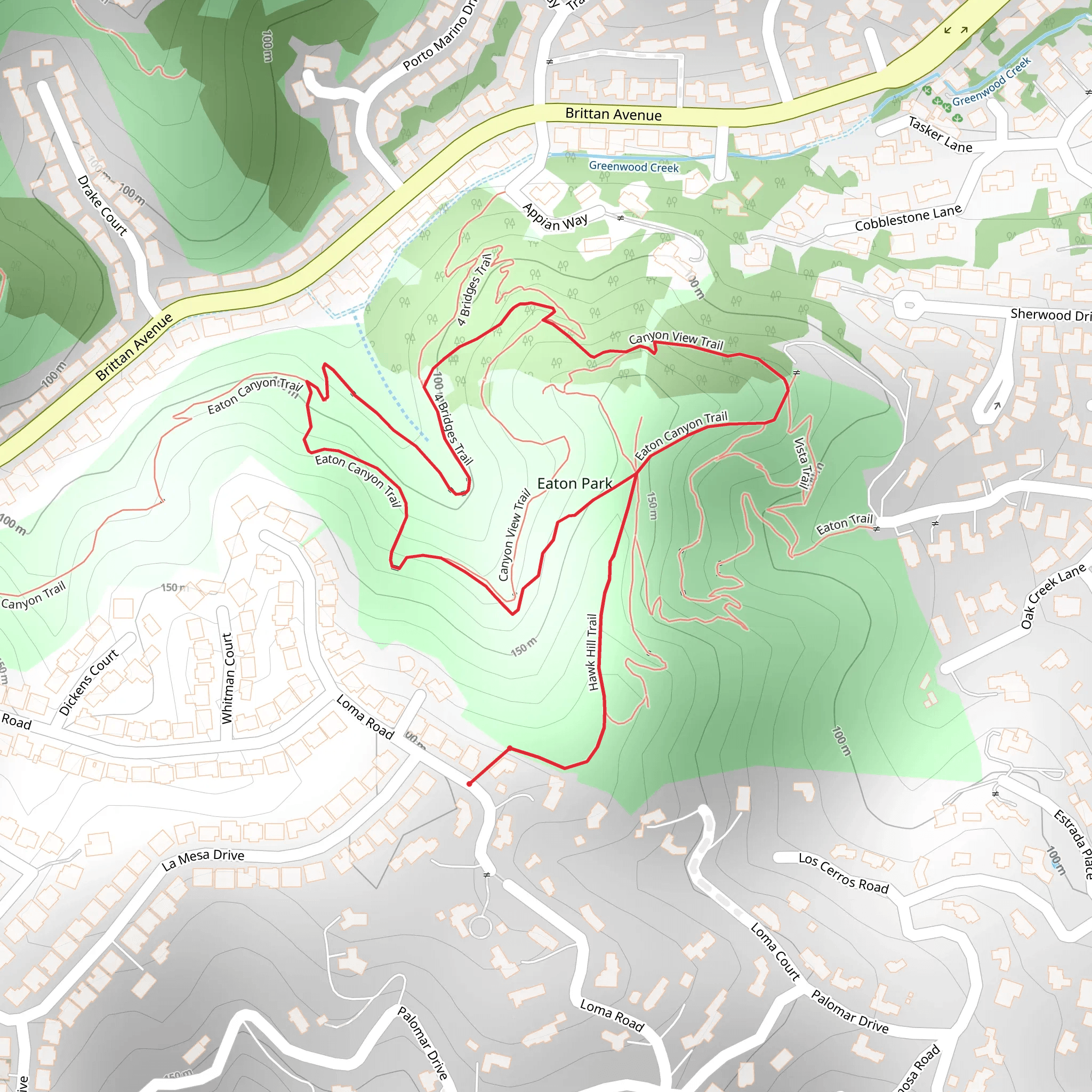 Hawk Hill, Canyon View and 4 Bridges Loop Trail mobile static map