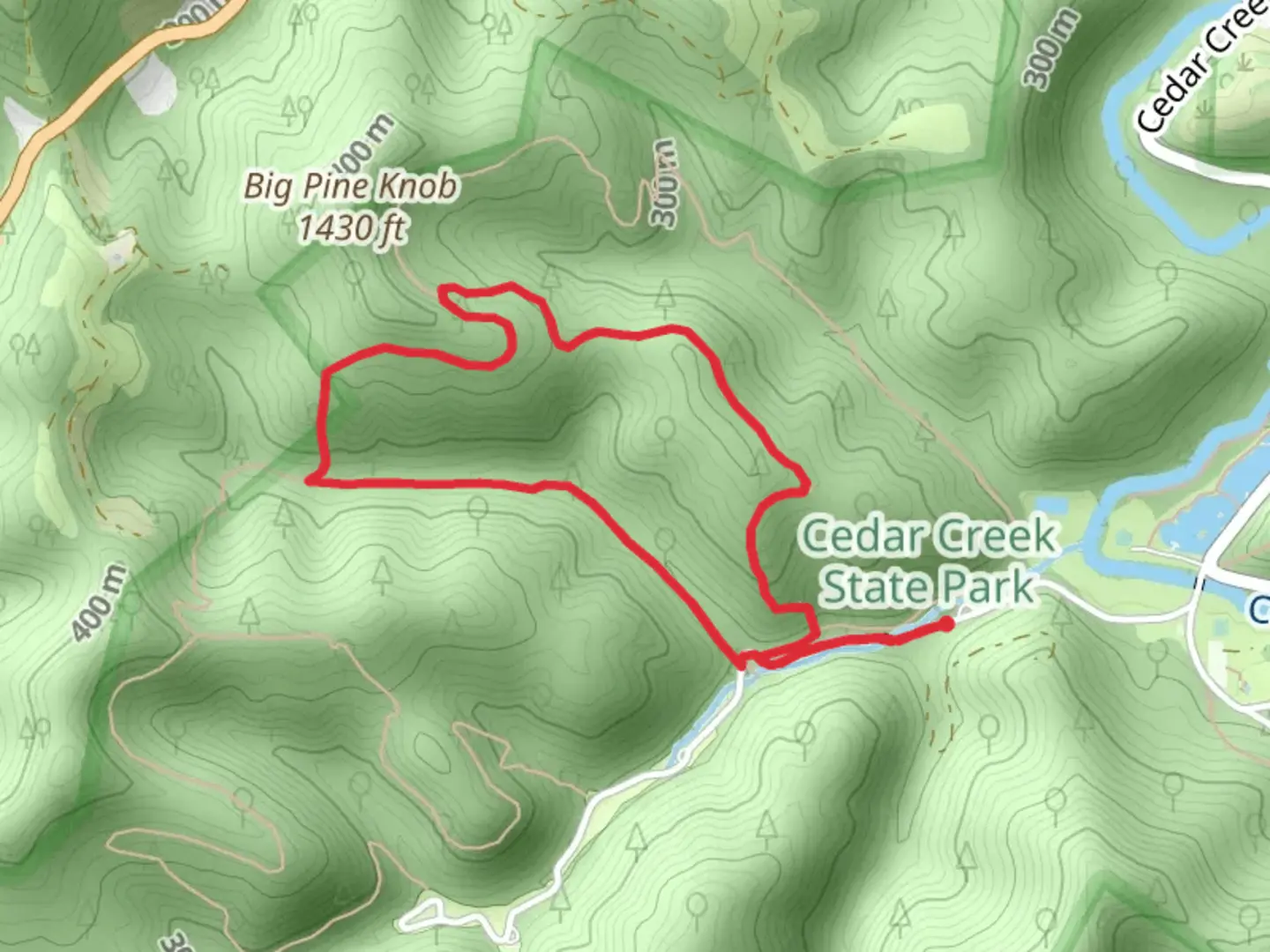 An image depicting the trail Two Run - Stone Trough Loop Trail and its surrounding area.
