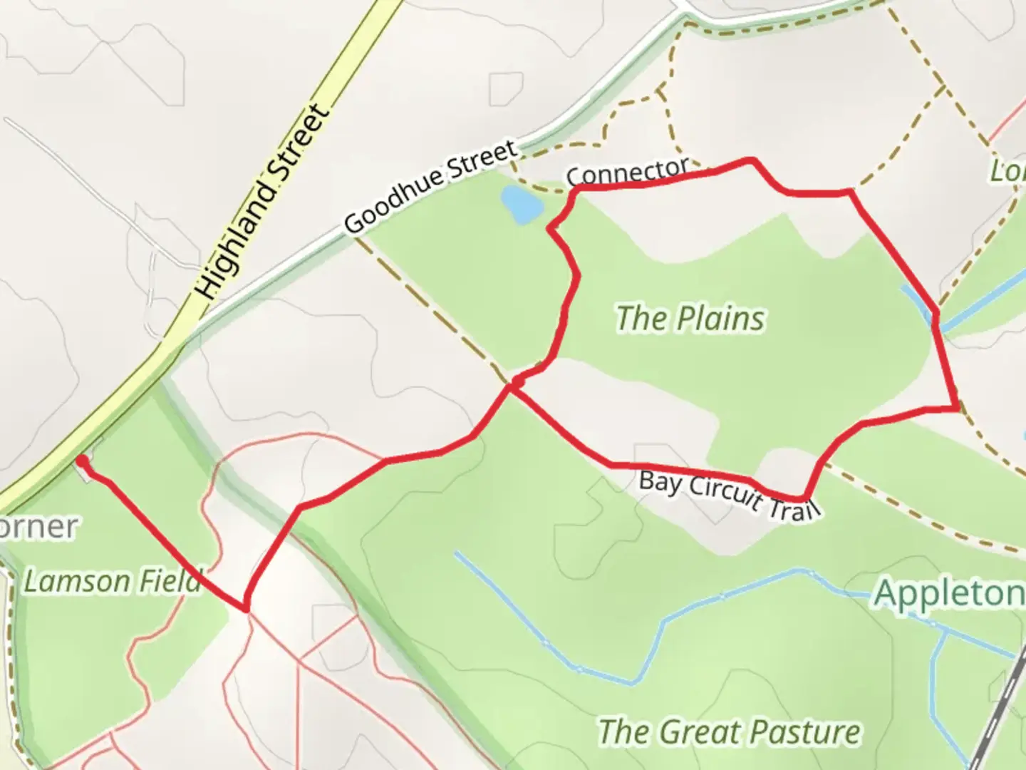 An image depicting the trail HQ Loop via Bay Circuit Trail and its surrounding area.
