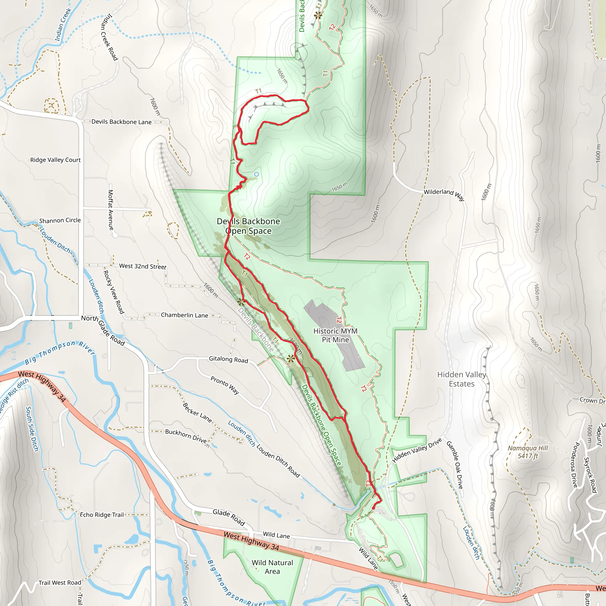 Wild Trail and Hunter Trail Loop mobile static map