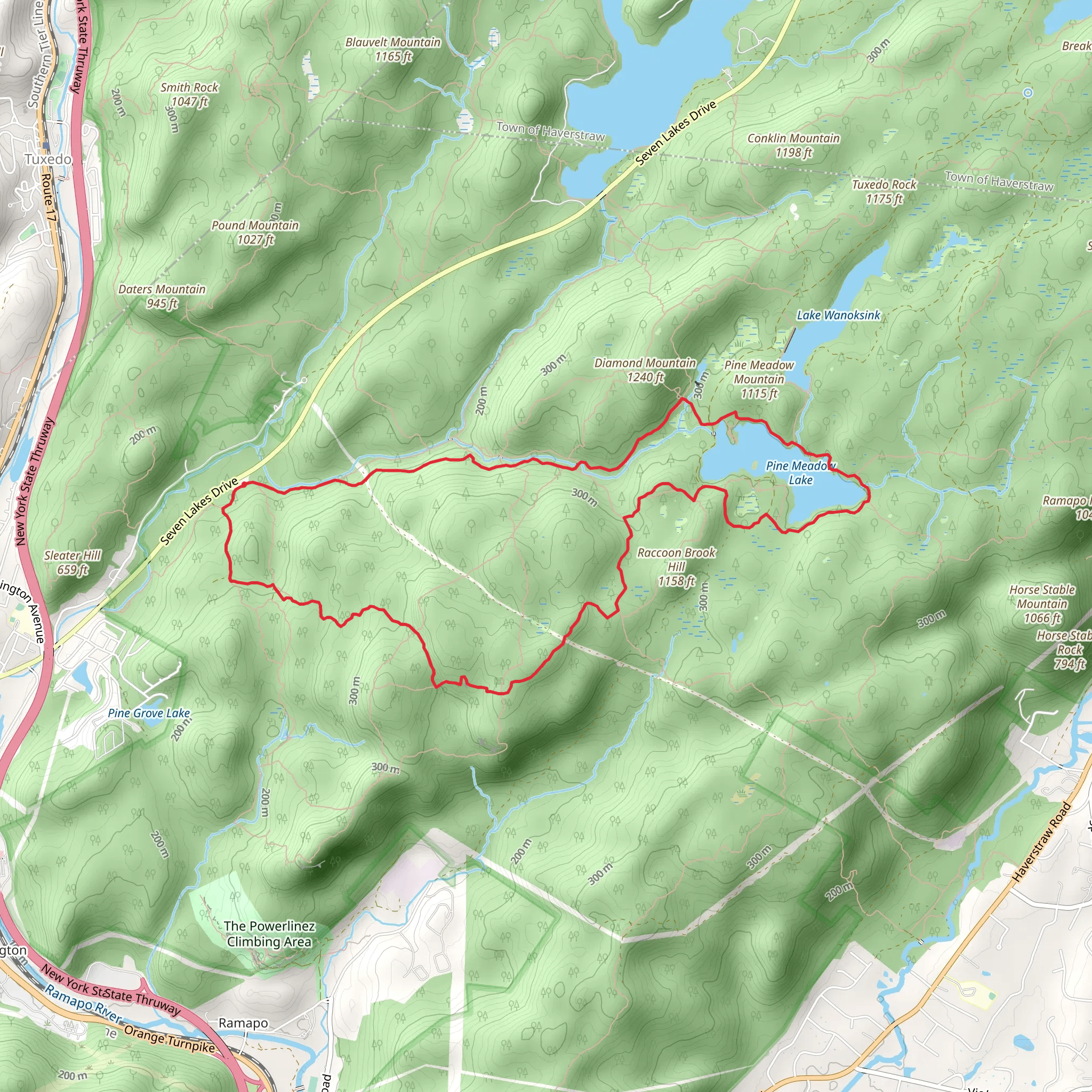 Pine Meadow Lake and Mountain Loop Trail mobile static map