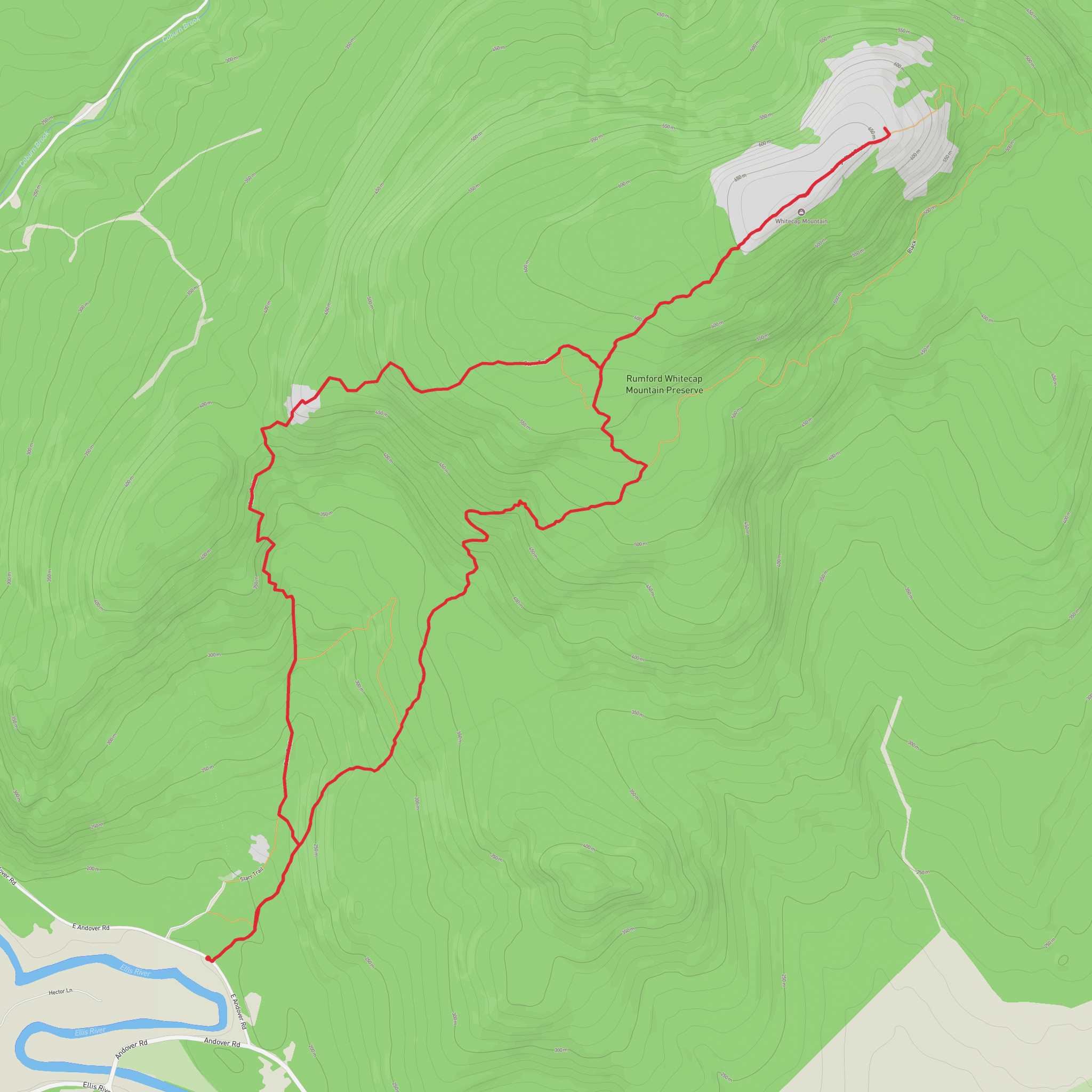 Whitecap Mountain via Orange-Red Trail mobile static map