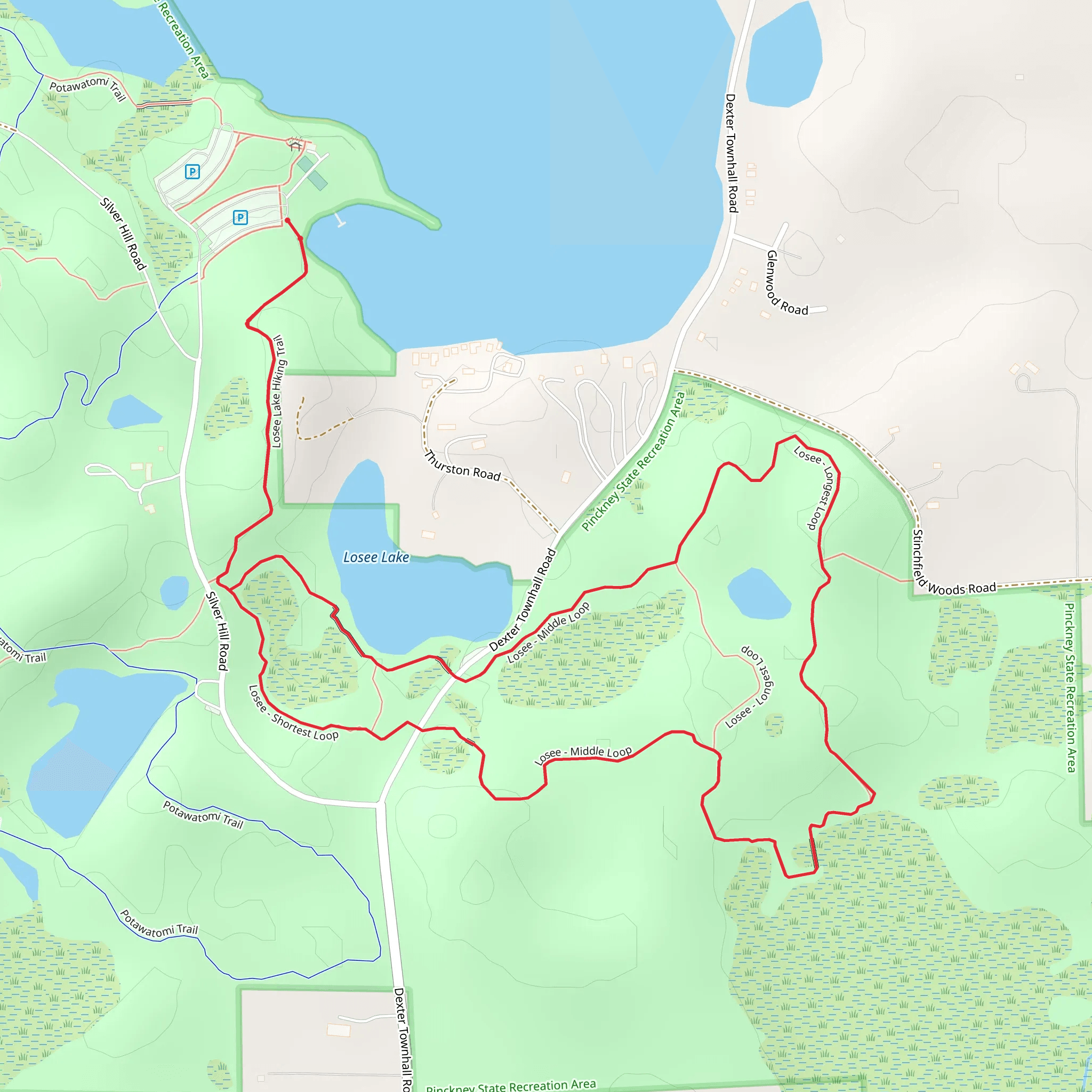 Losee Lake and Losee - Longest Loop Trail mobile static map