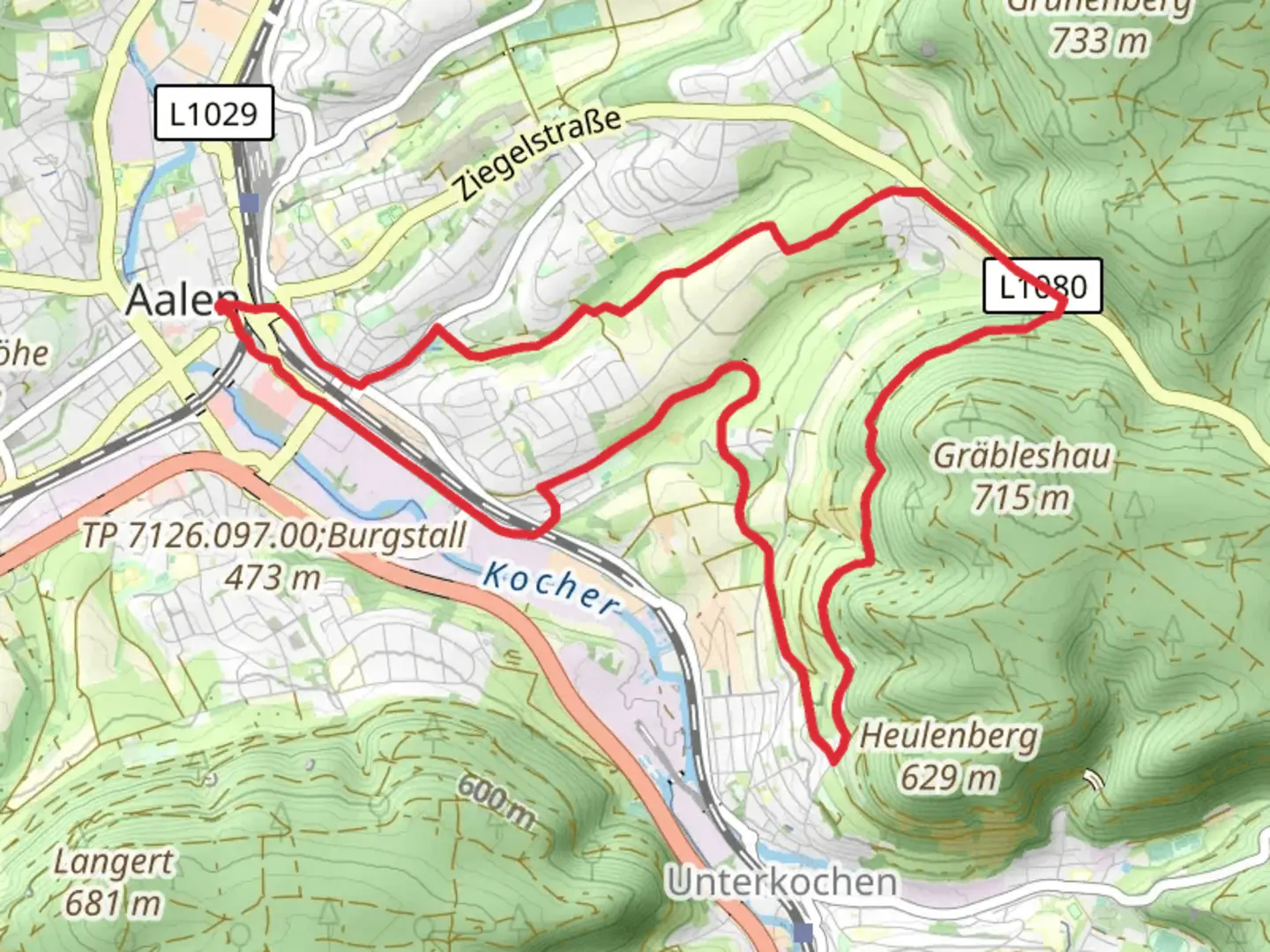 An image depicting the trail Aalen Loop and its surrounding area.