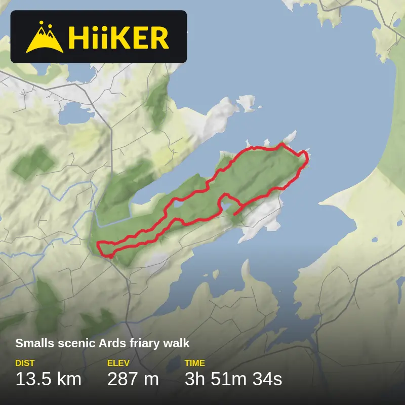 A map preview of the recording Smalls scenic Ards friary walk.