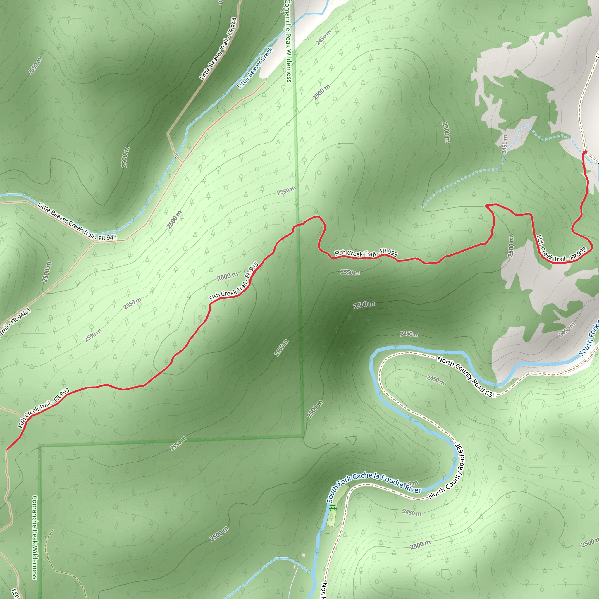 Fish Creek Trail - Monument Gulch Road mobile static map