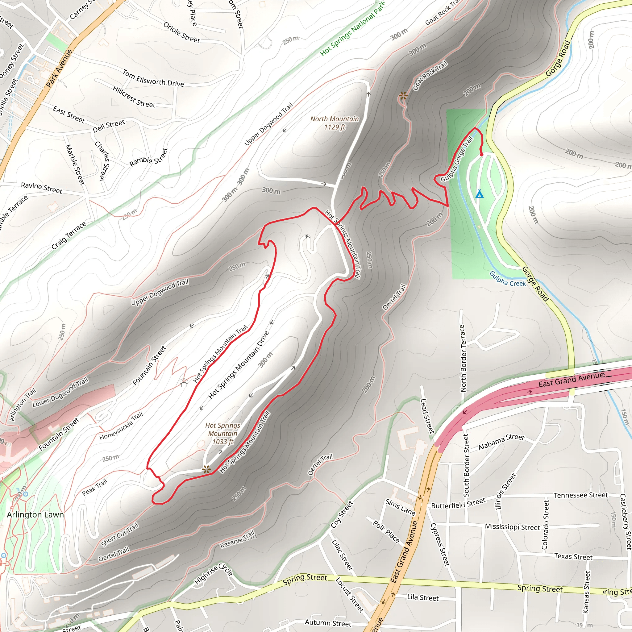 Hot Springs Mountain Loop Trail mobile static map