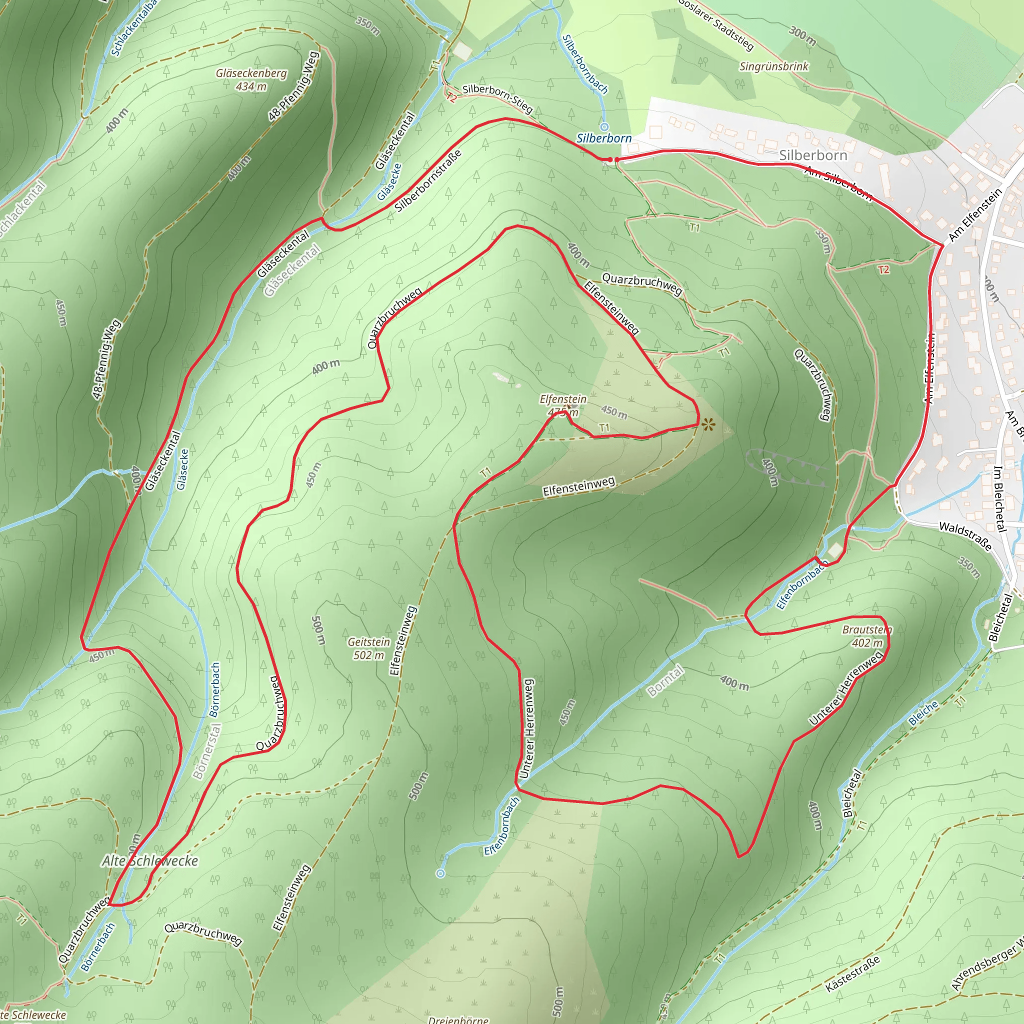 Elfenstein Loop via Quarzbruchweg mobile static map