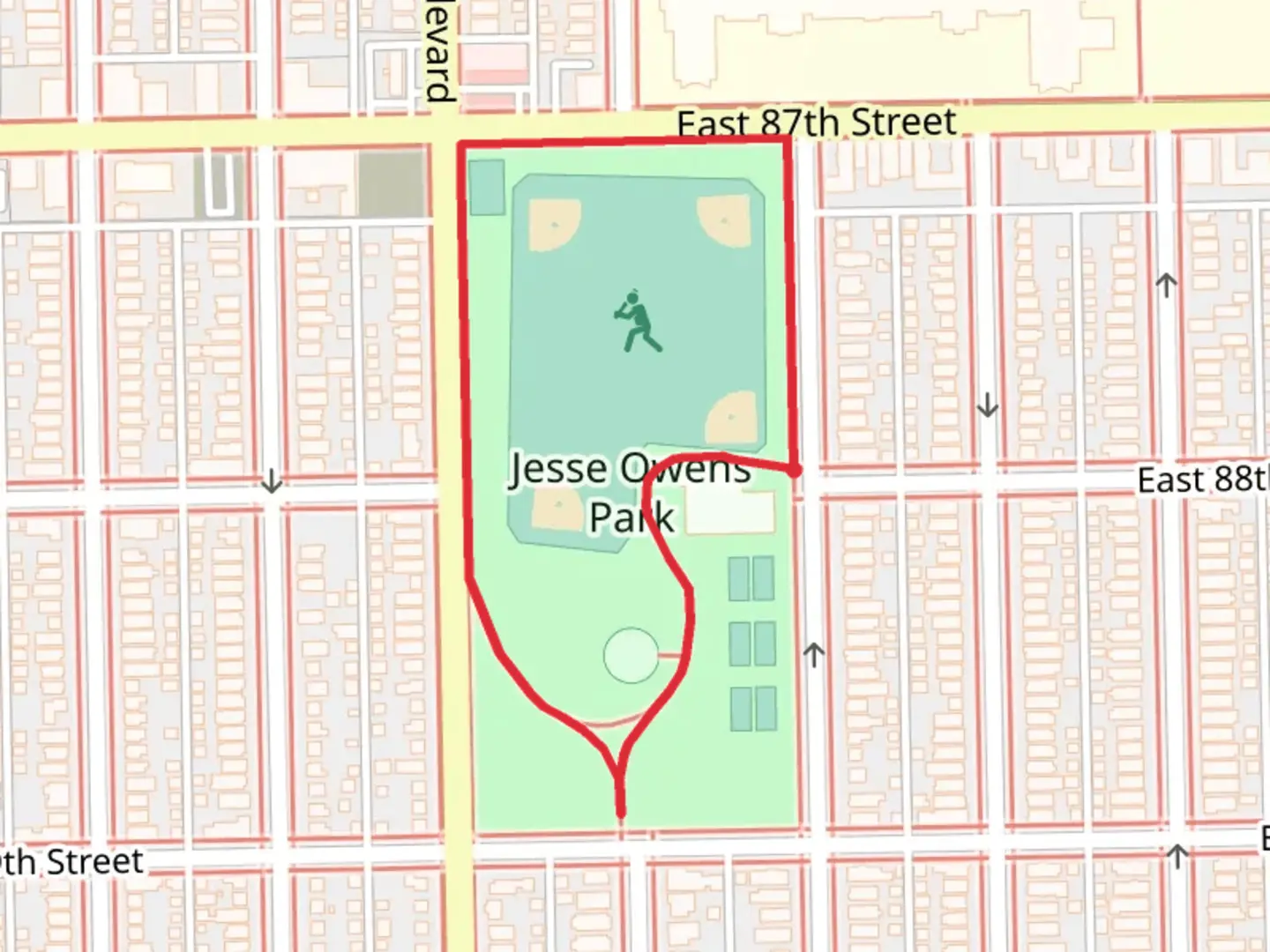 An image depicting the trail Jesse Owens Park Loop and its surrounding area.