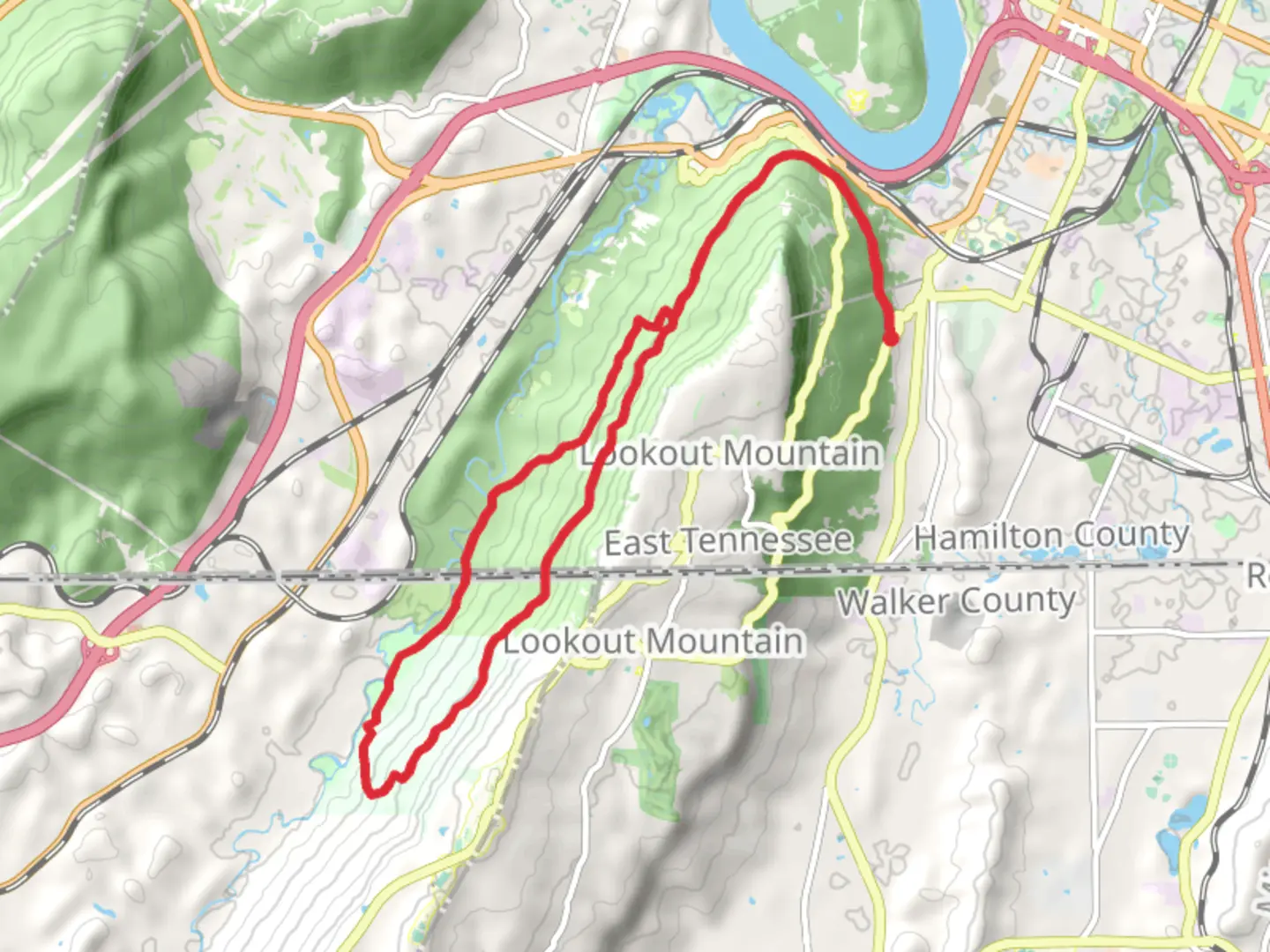 An image depicting the trail Upper and Lower Truck Trail via Guild Trail and its surrounding area.