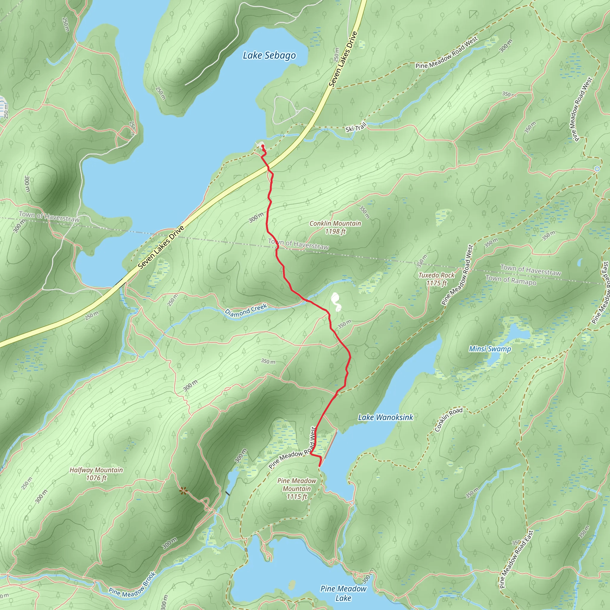 Lake Wanoksink via 7 Hills Trail mobile static map