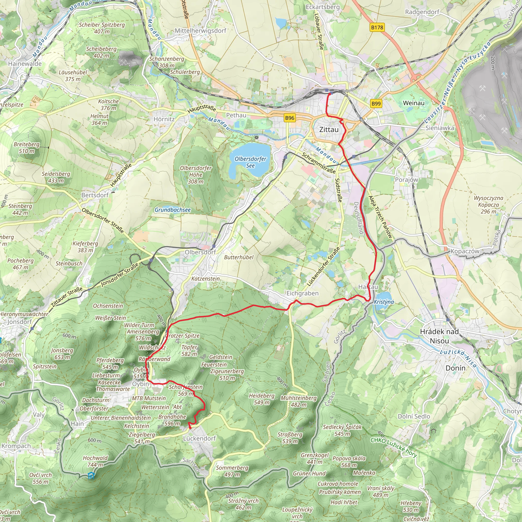 Hammer to Zittau via Lausitzer Schlange mobile static map