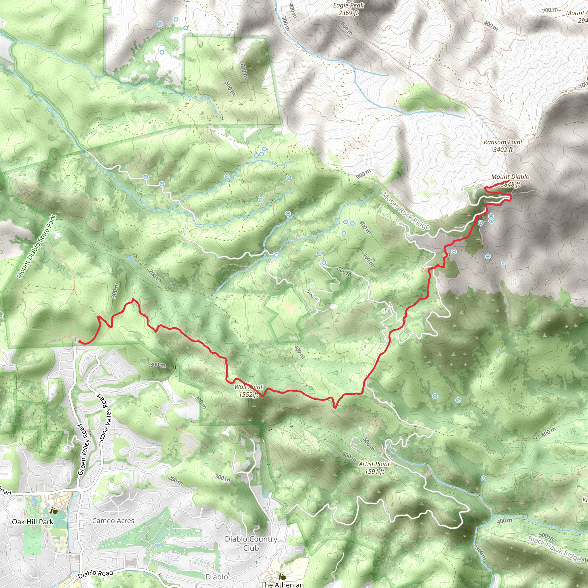 Mount Diablo via Wall Point Road mobile static map