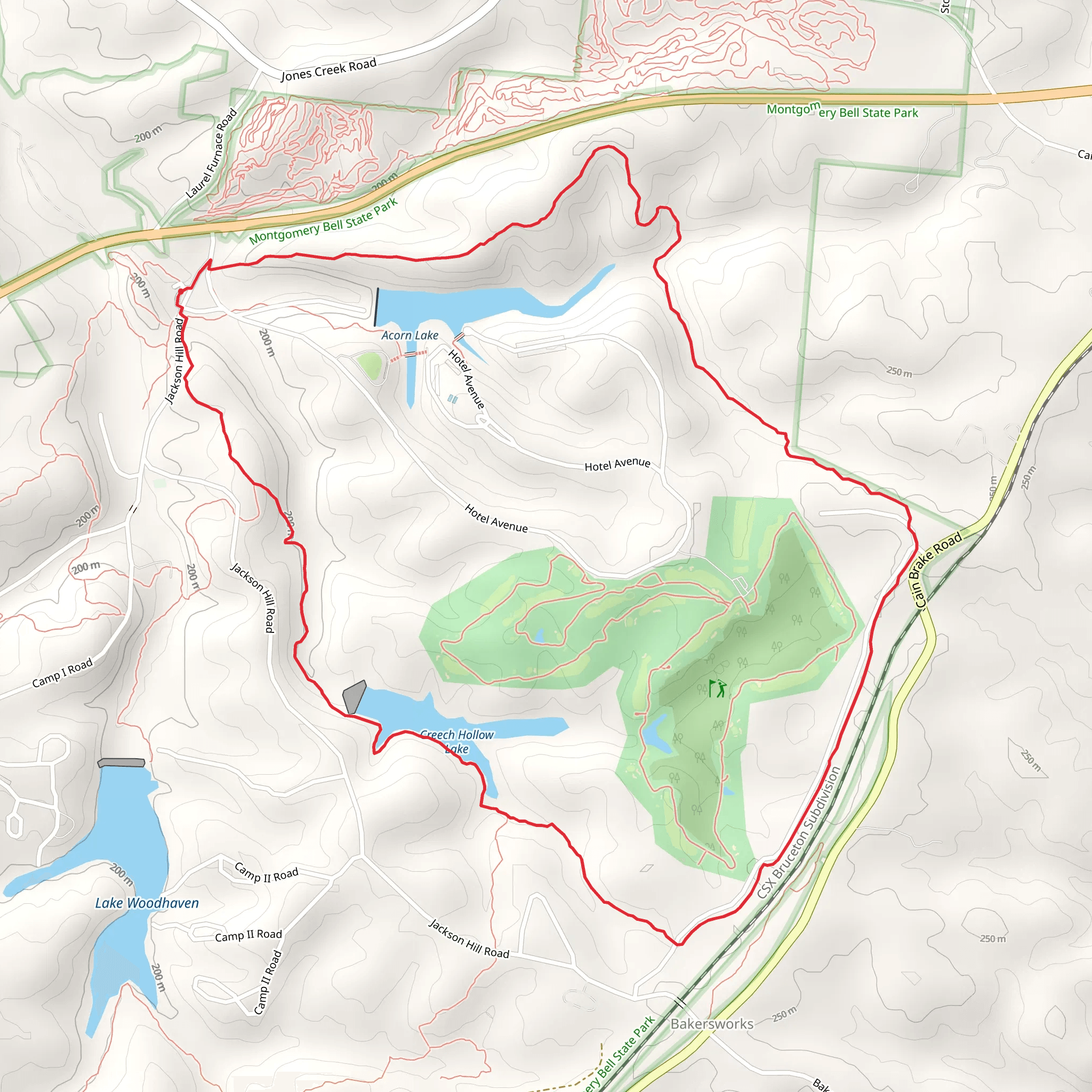 Montgomery Bell State Park Loop mobile static map