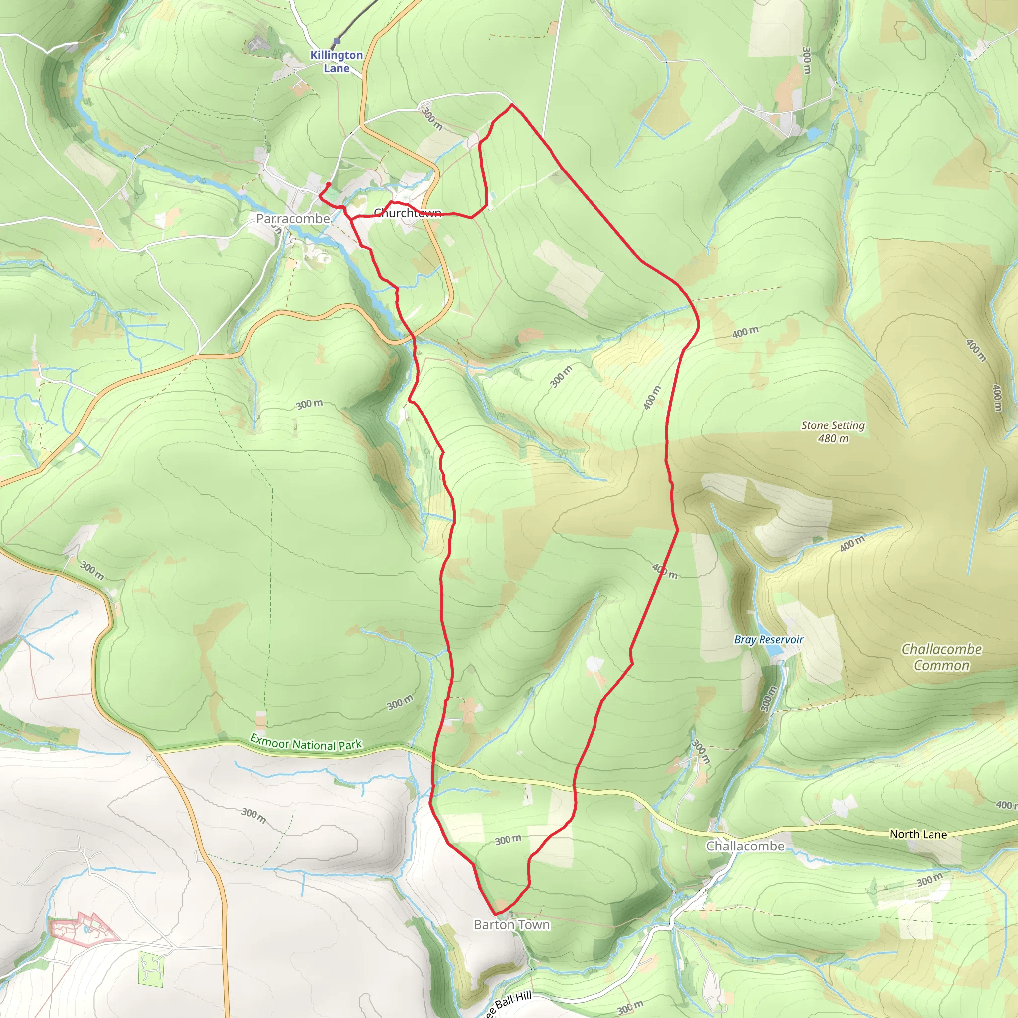 Parracombe to Barton Town Loop mobile static map