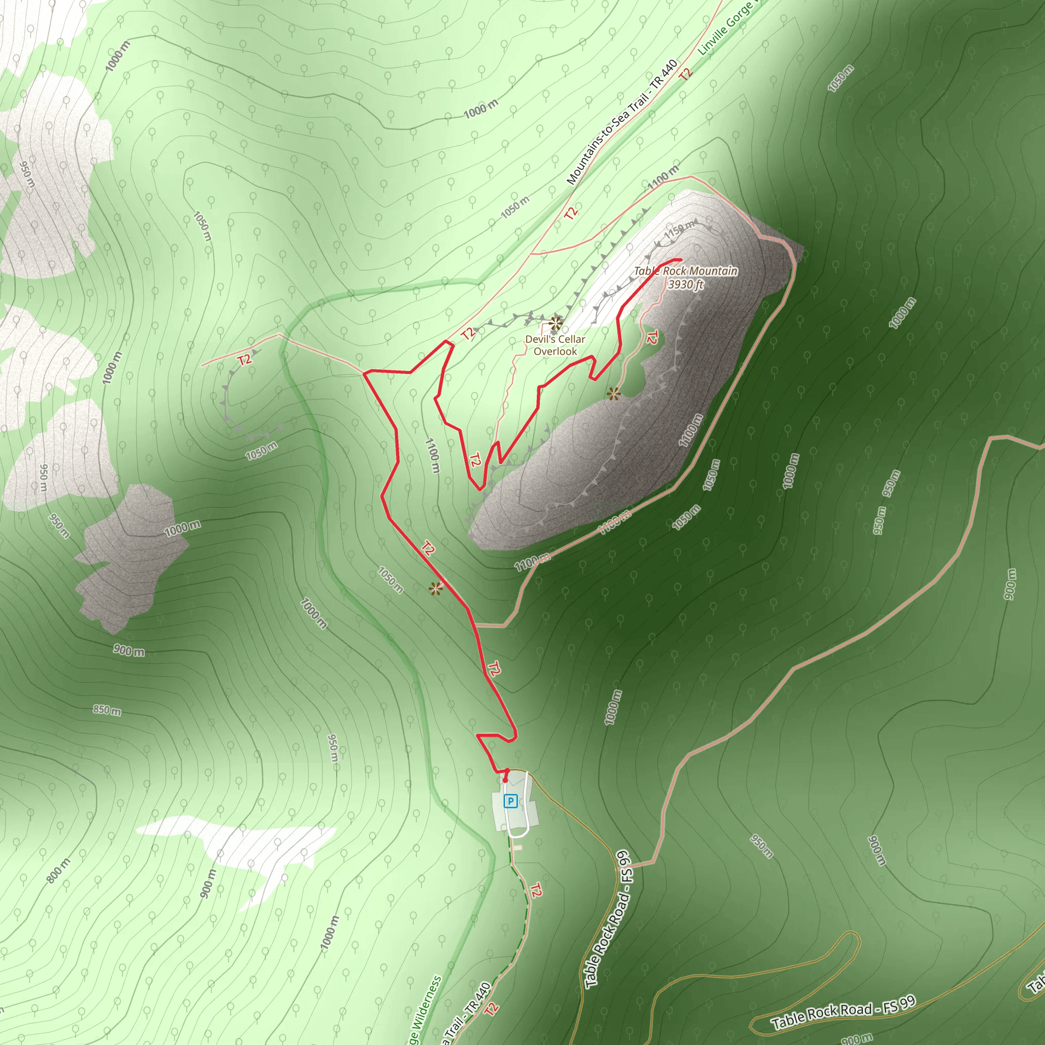Table Rock Summit Trail mobile static map