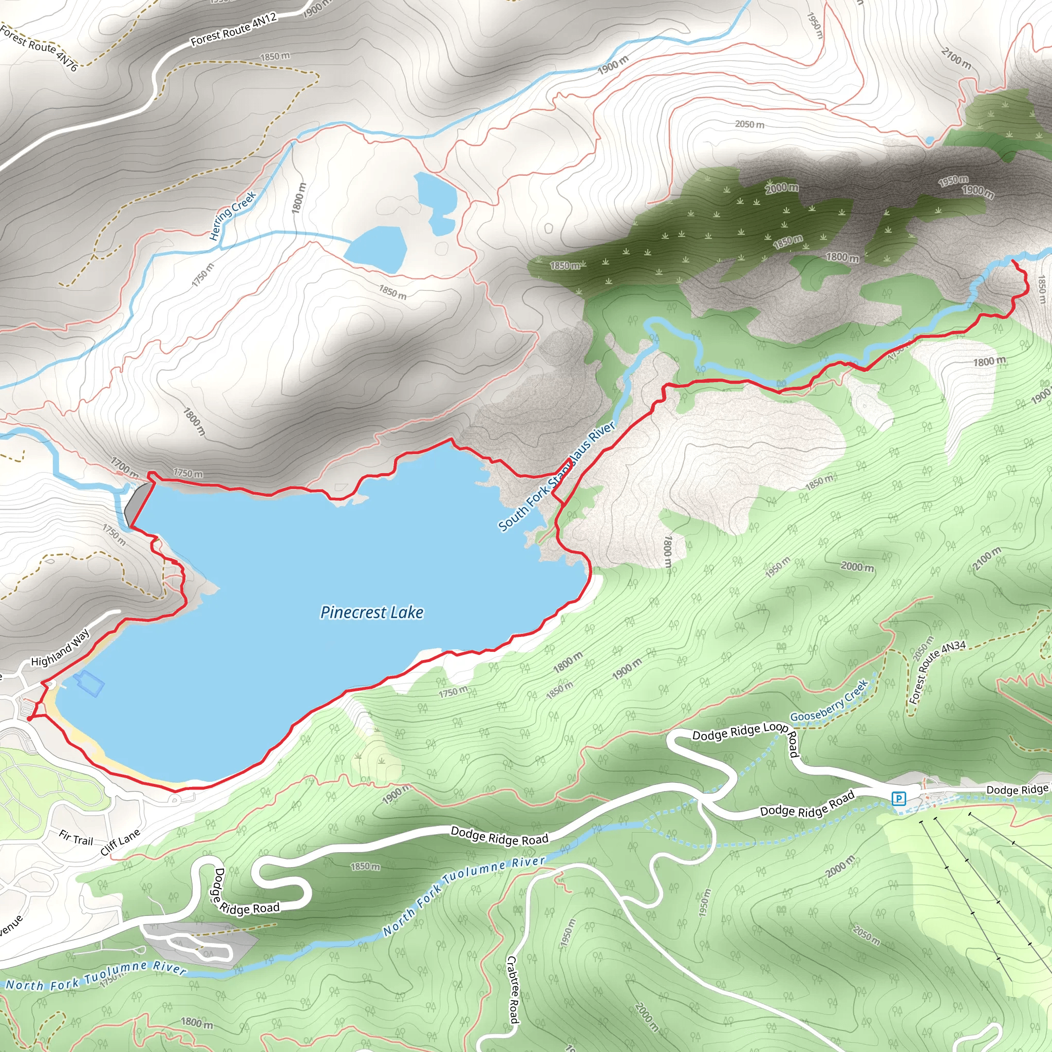 Pinecrest Lake and Cleo's Bath Loop mobile static map