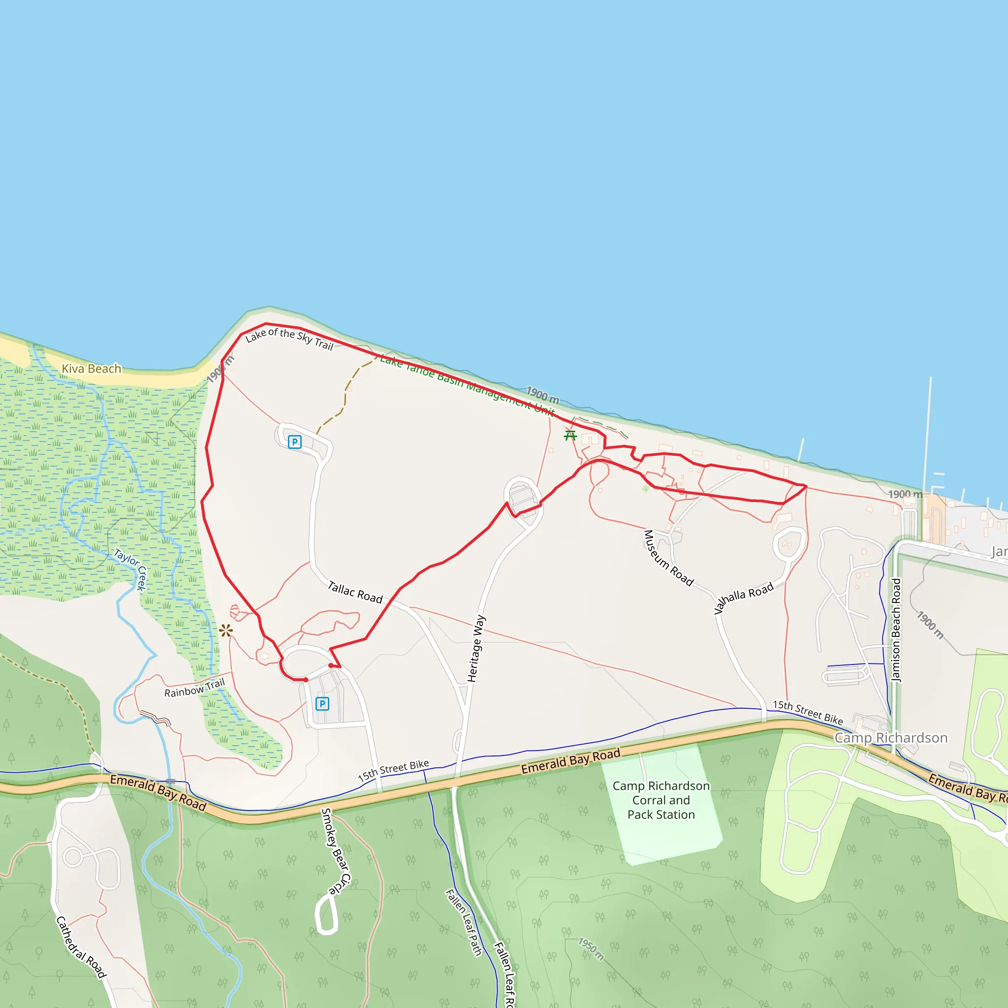 Lake of the Sky and Tallac Historic Site Trail mobile static map