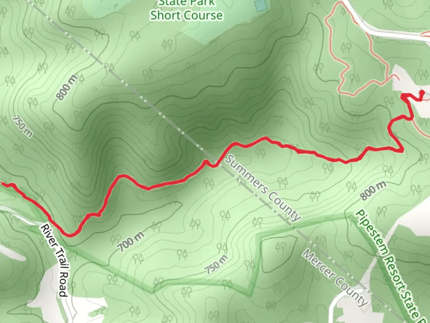 An image depicting the trail County Line Trail Out and Back and its surrounding area.