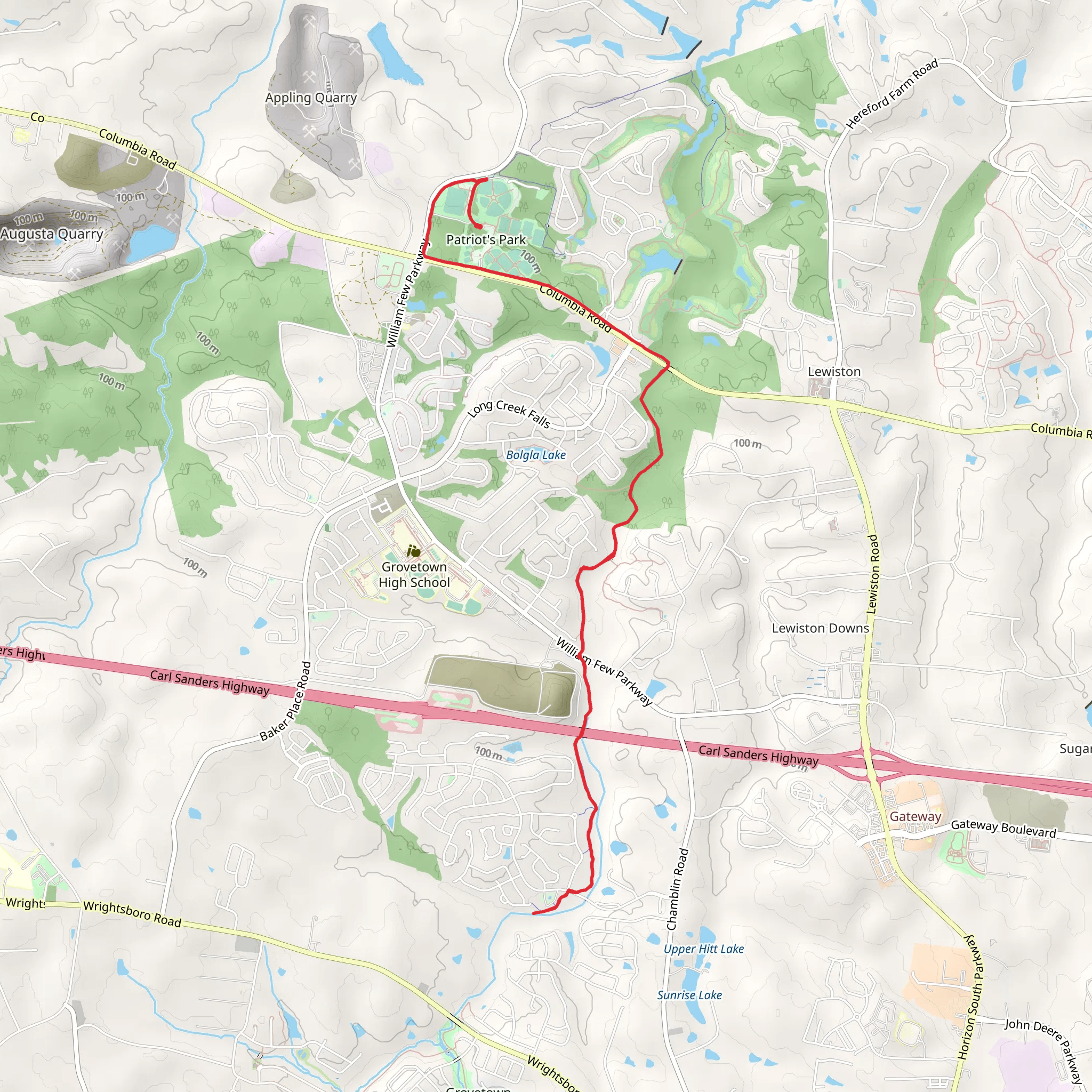 Euchee Creek Greenway Out and Back mobile static map