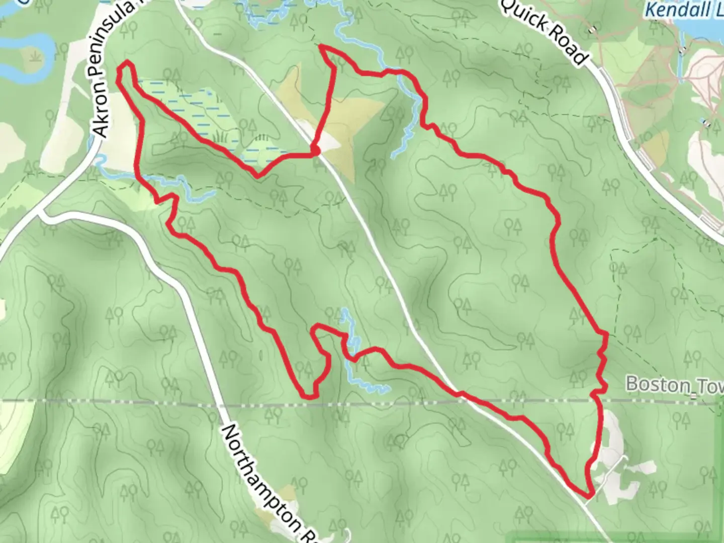 An image depicting the trail Langes Run Loop Trail and its surrounding area.