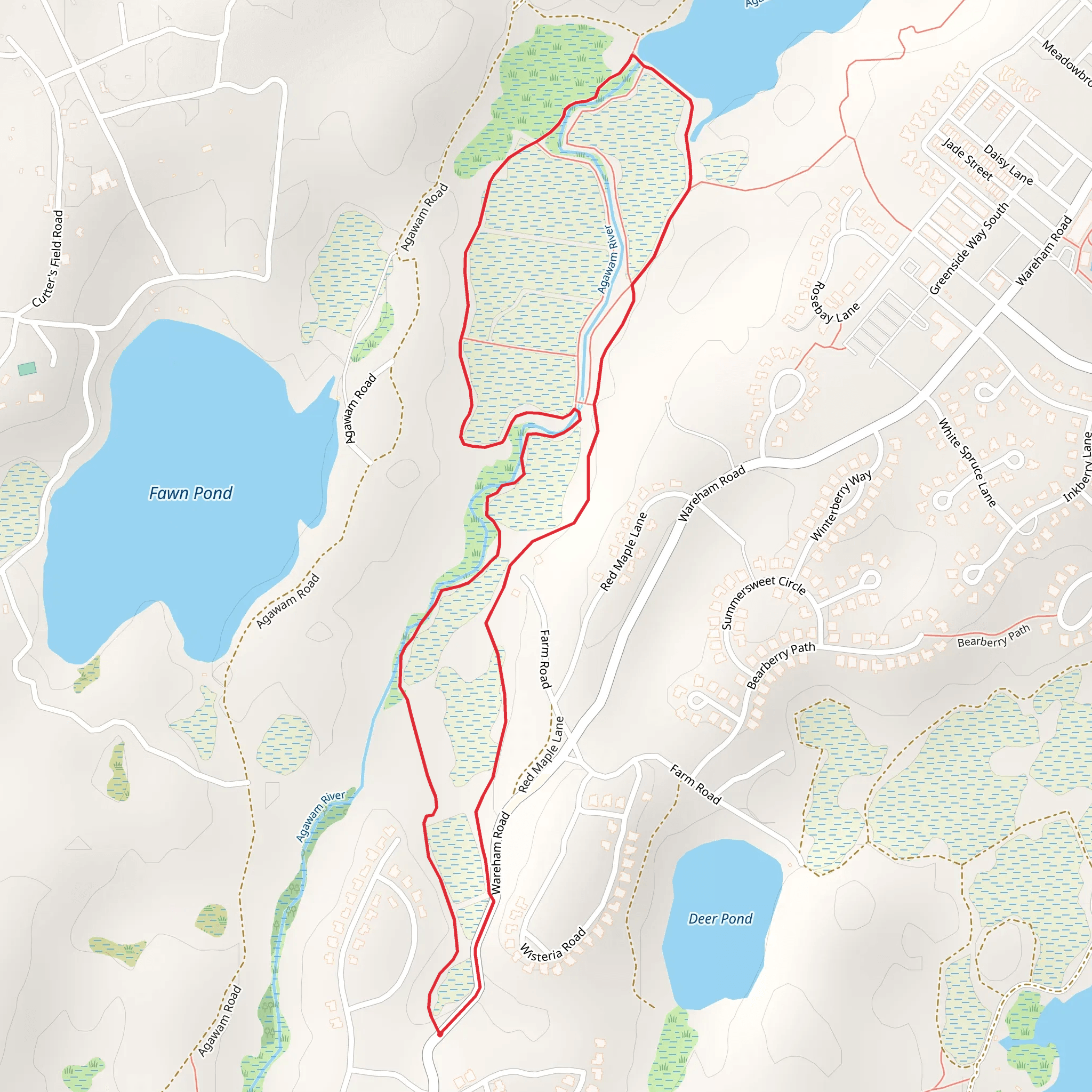 Agawam River Loop via Wareham Road mobile static map