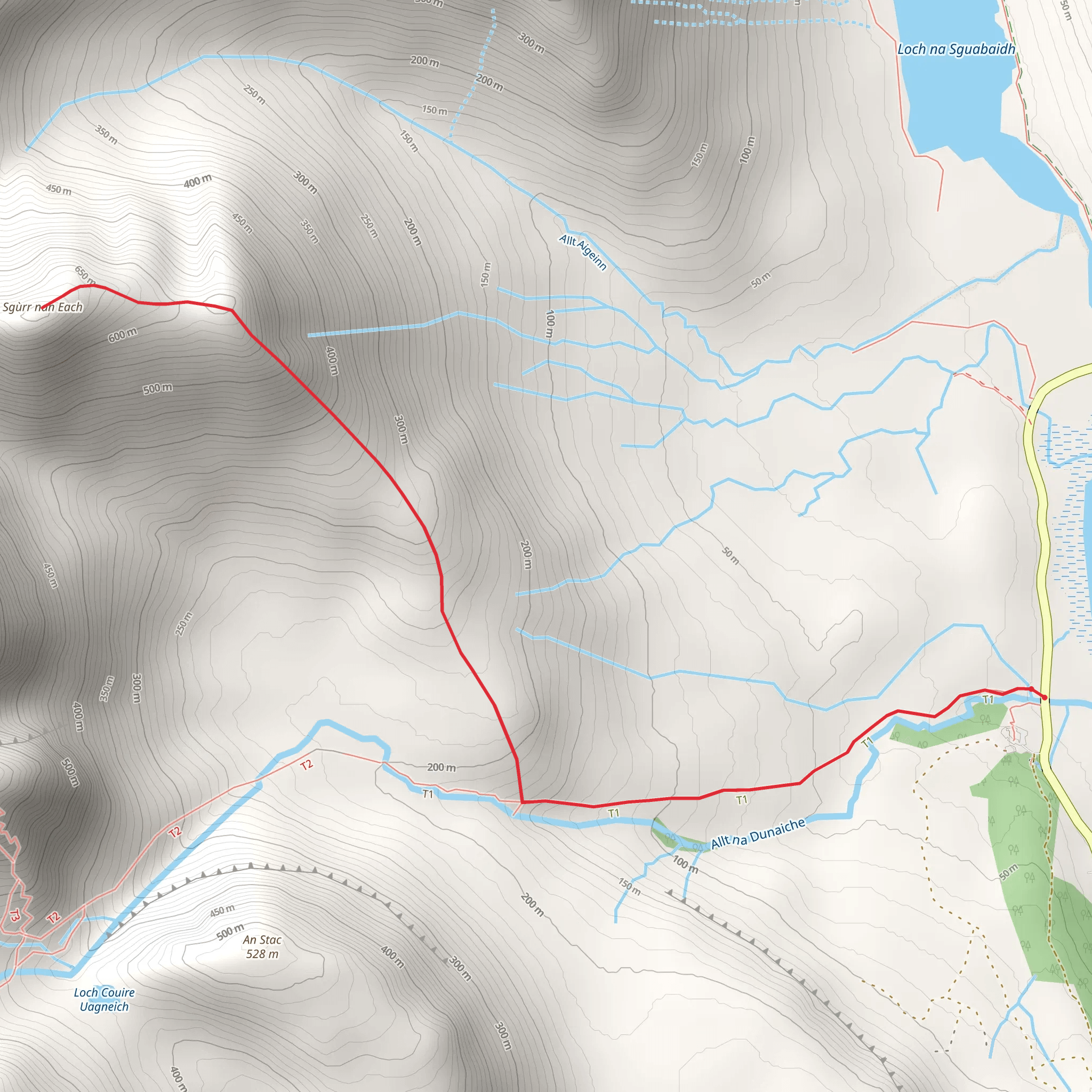 Sgurr nan Each via Choire a' Caise mobile static map