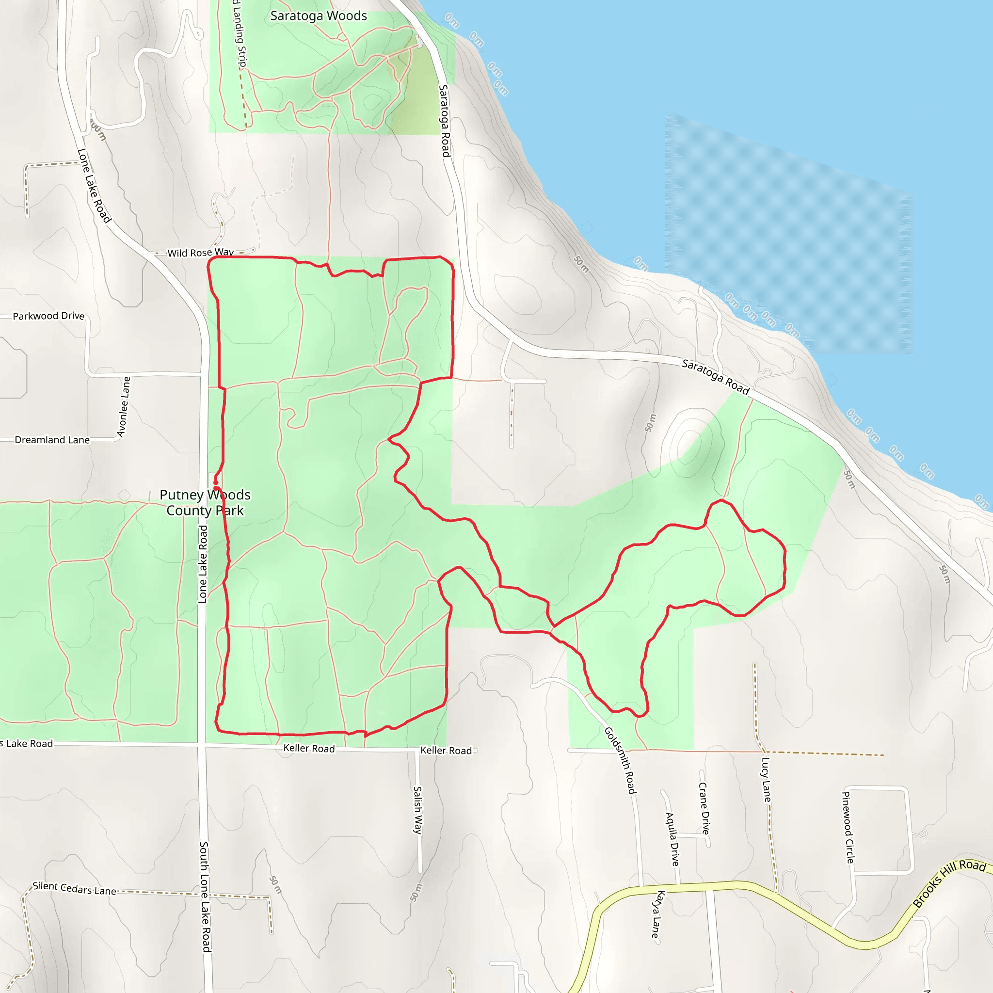 Putney Wood County Park Loop mobile static map