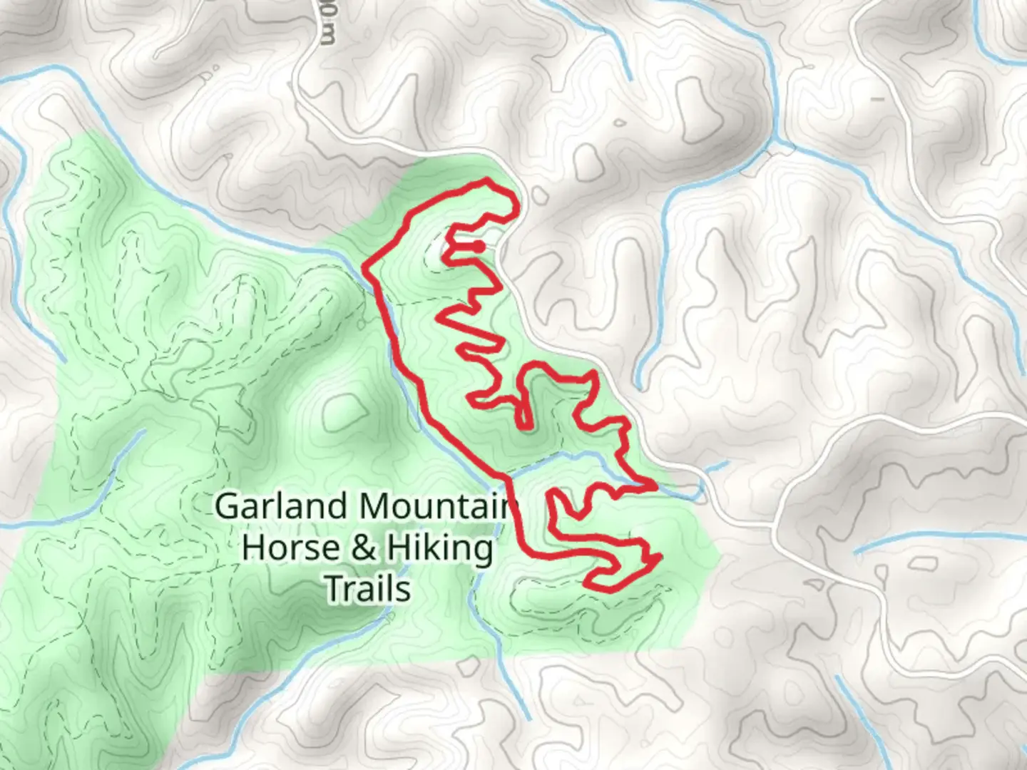 An image depicting the trail Palomino - Greenway East Loop and its surrounding area.