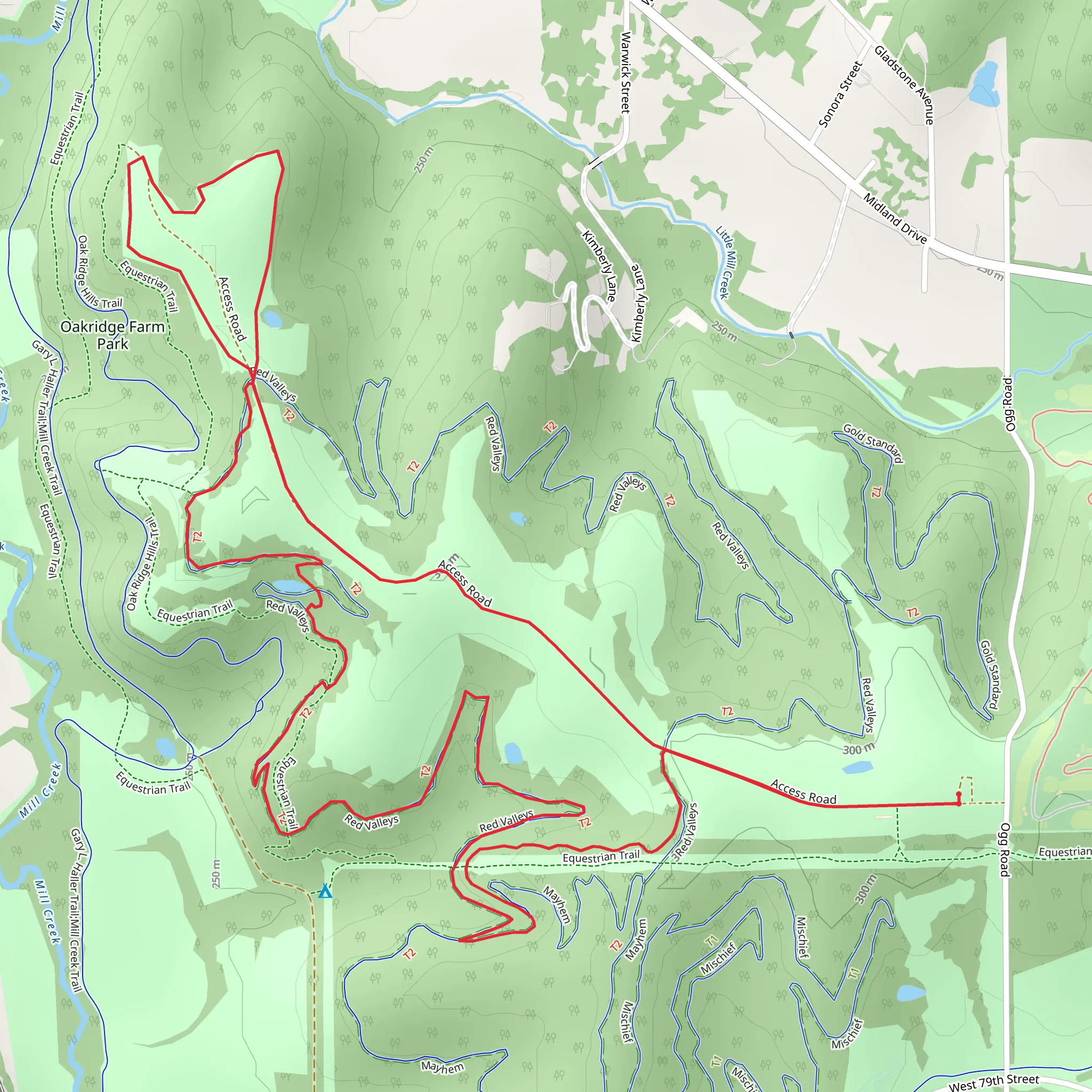 Access Road, Red and Violet Loop Trail mobile static map