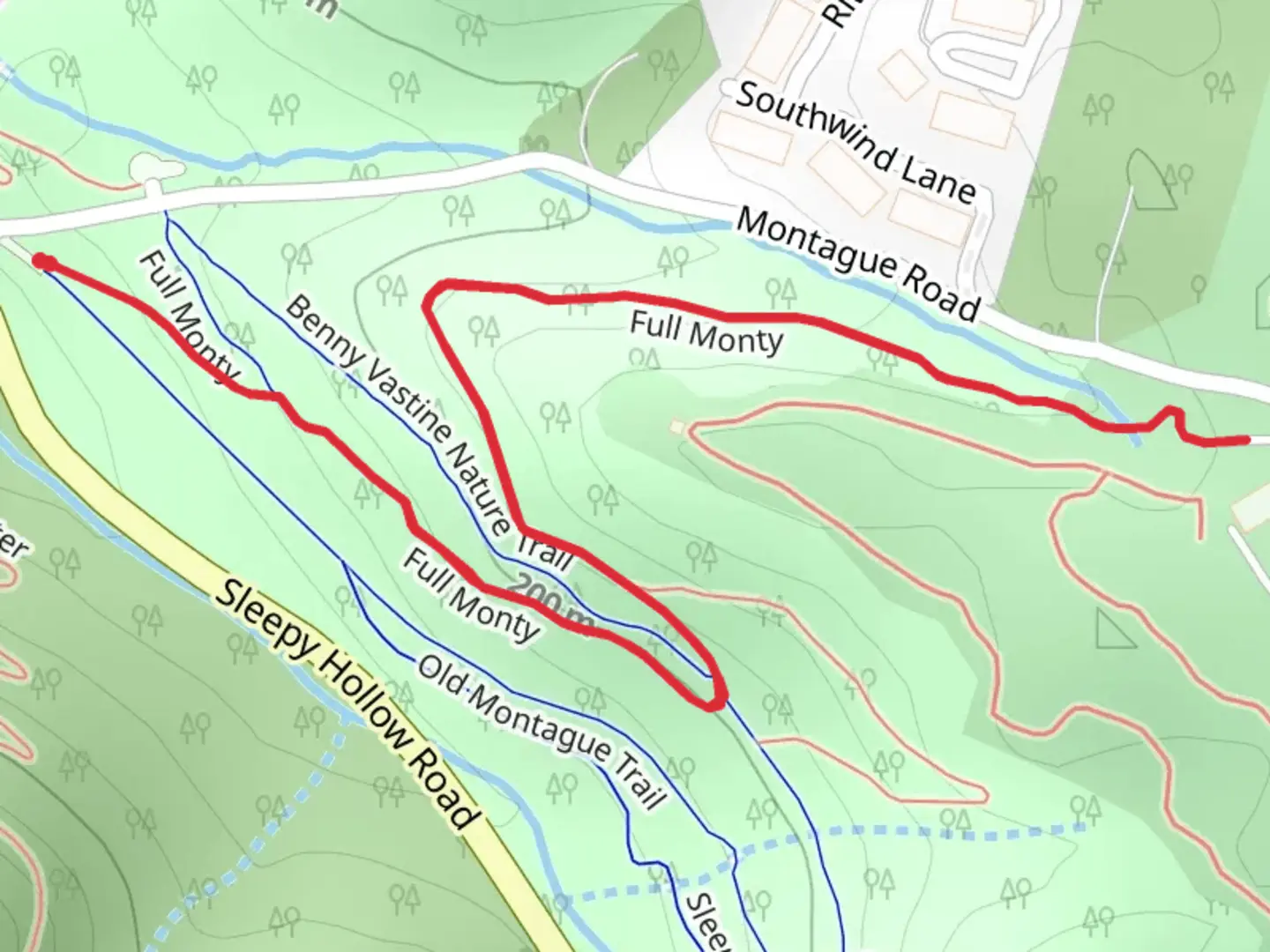 An image depicting the trail Full Monty and its surrounding area.
