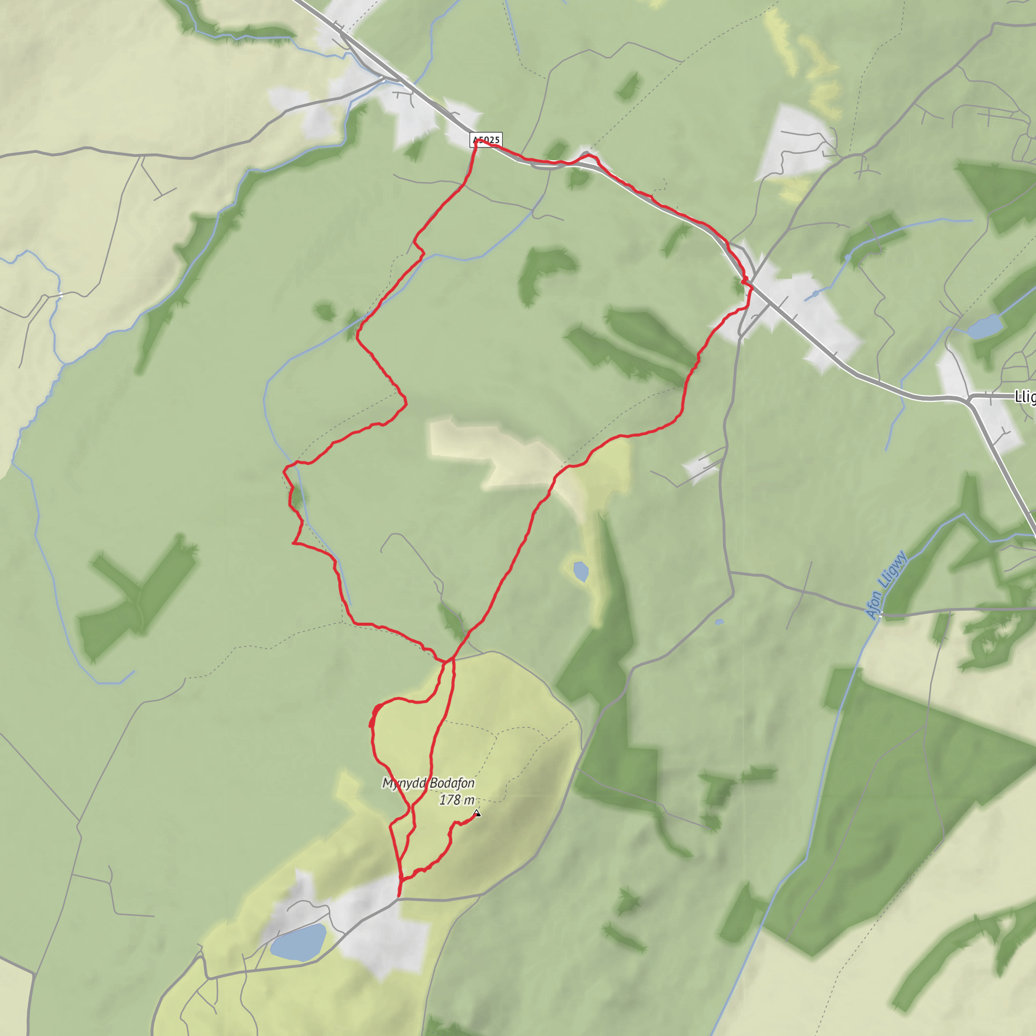 Hike from Brynrefail to Yr Arwydd mobile static map