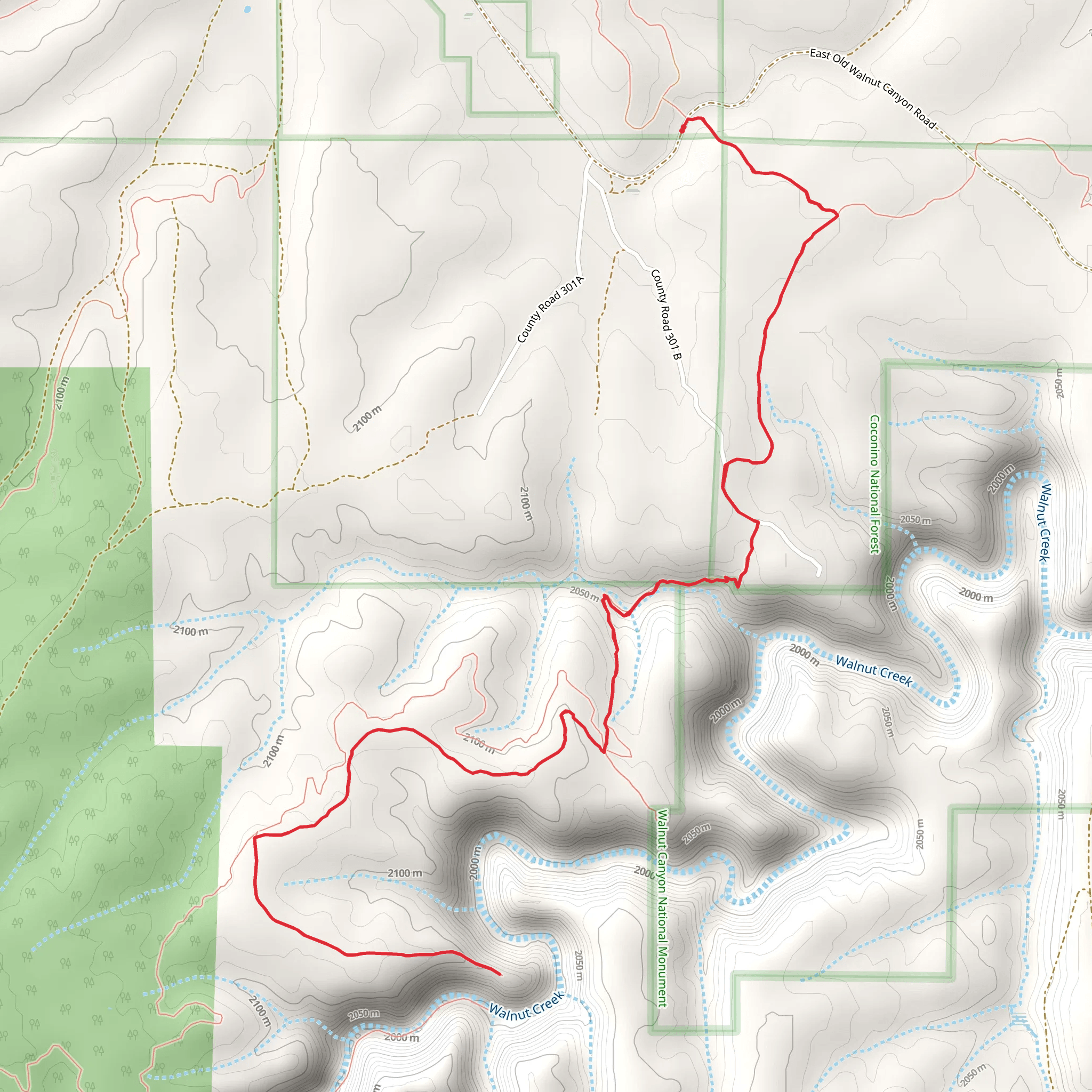 Walnut Creek via Arizona Trail mobile static map