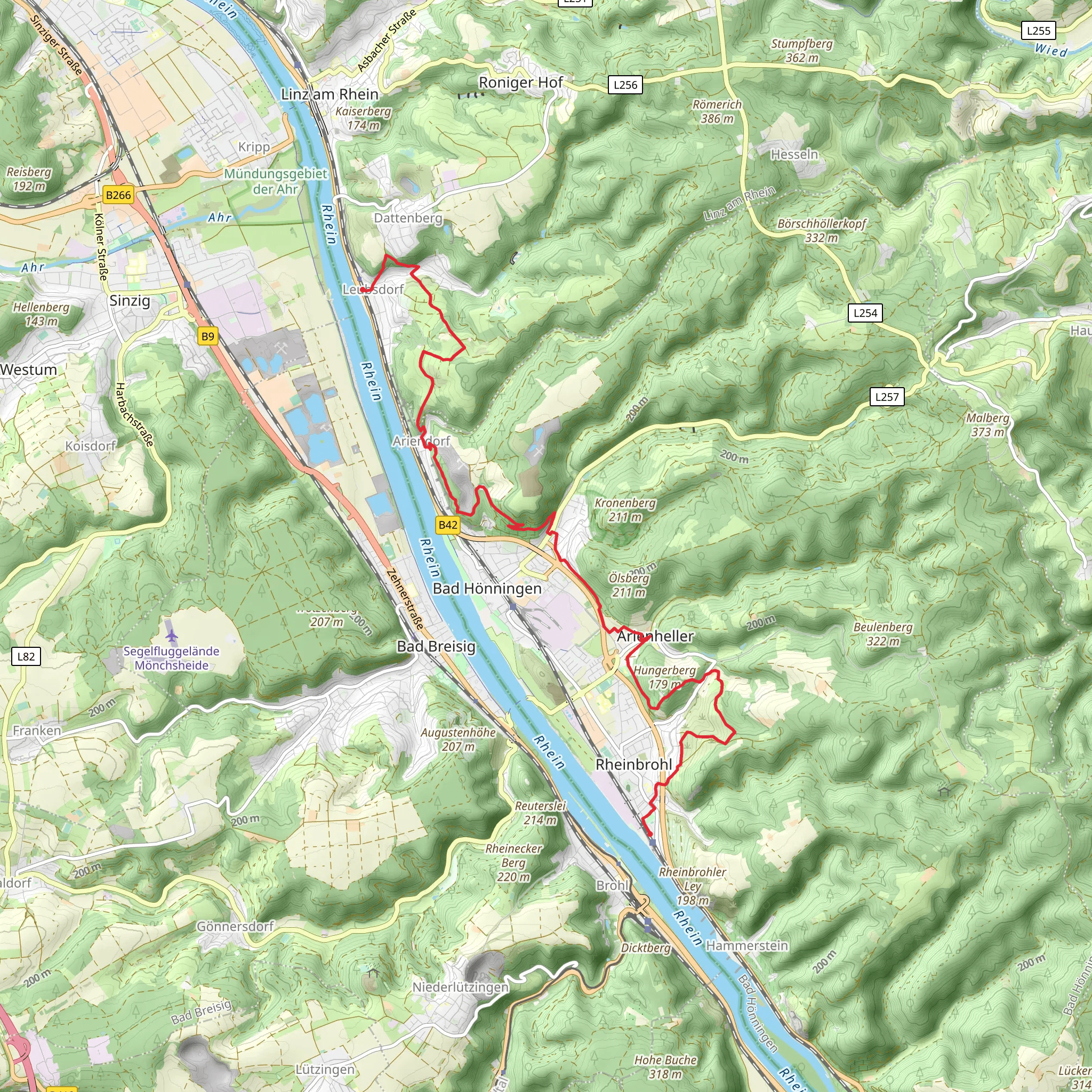 Leubsdorf to Rheinbrohl Walk mobile static map