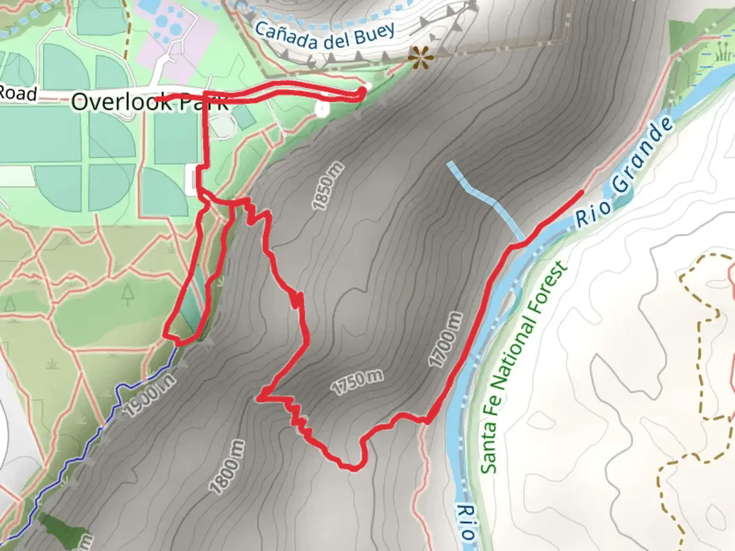 An image depicting the trail Blue Dot and White Rock Canyon Rim Loop Trail and its surrounding area.