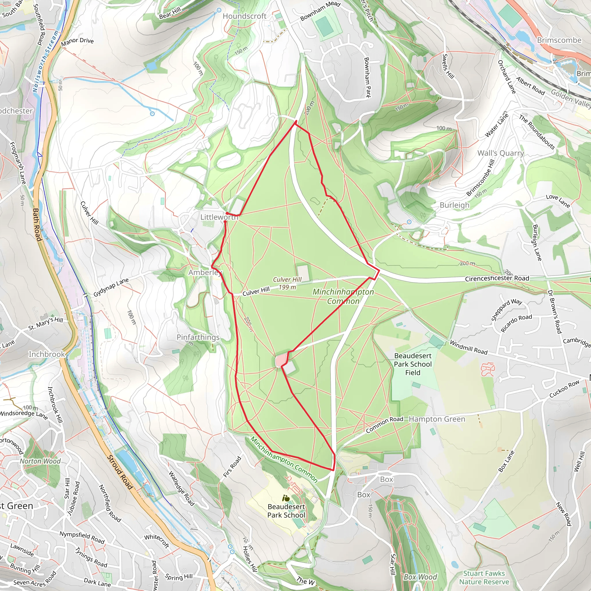 Minchinhampton Common Loop mobile static map