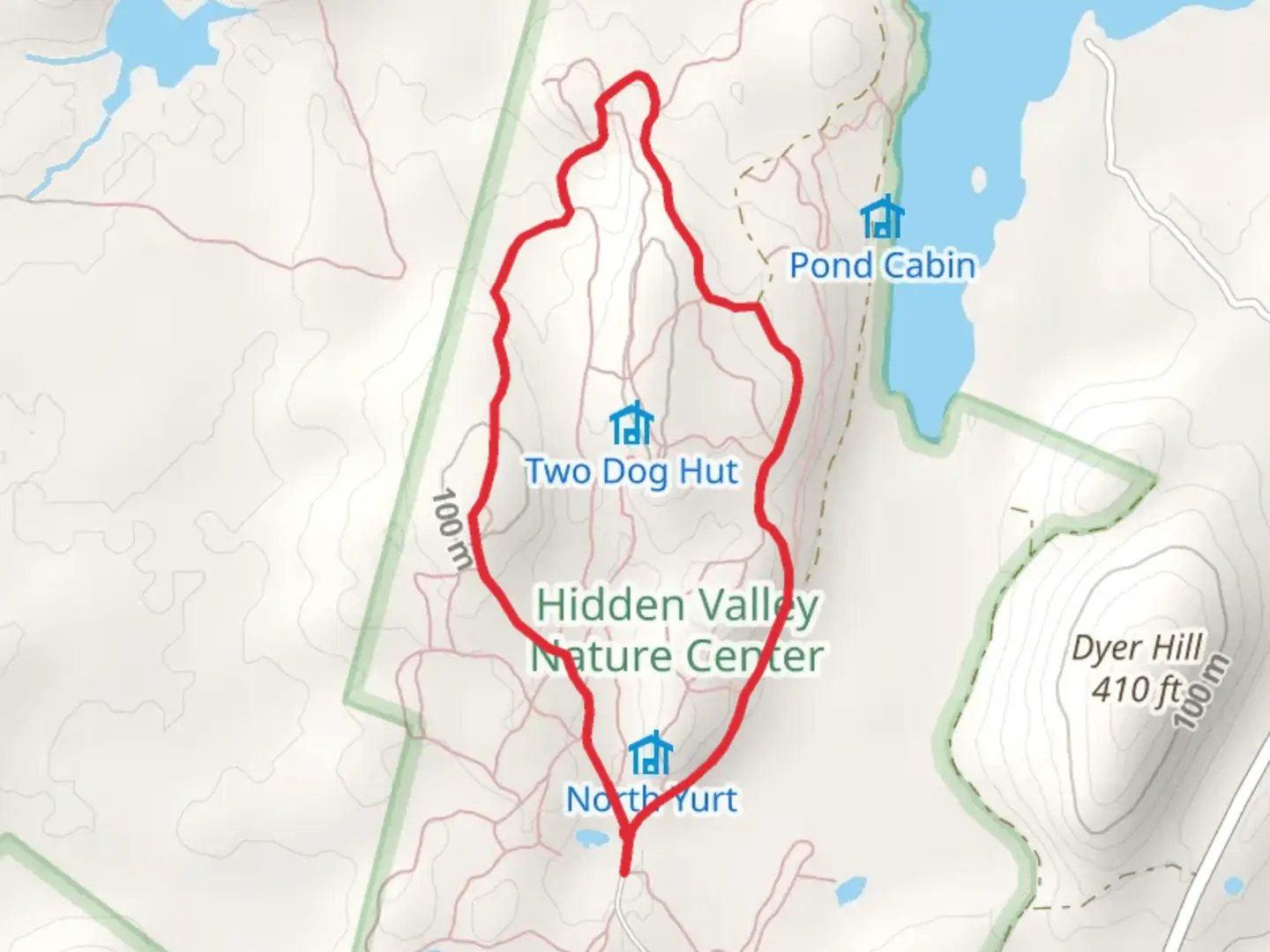 An image depicting the trail Haybale Pond Loop and its surrounding area.