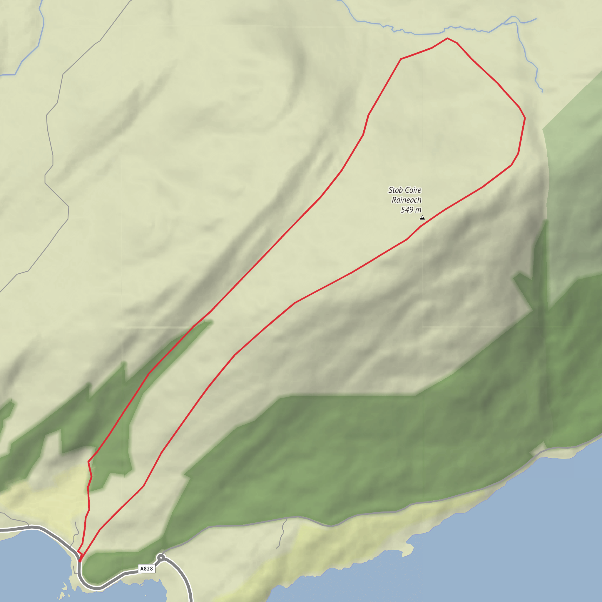 Stob Coire Raineach and Beinn Churalain Loop mobile static map