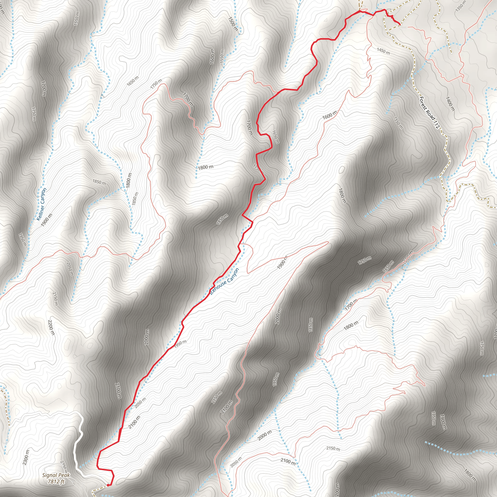 Icehouse Canyon Trail from SIgnal Peak mobile static map