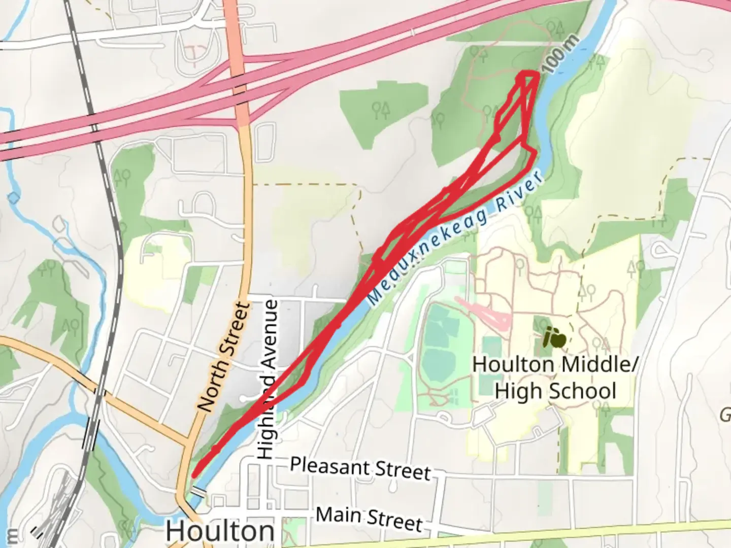 An image depicting the trail Riverfront Walking Path and its surrounding area.